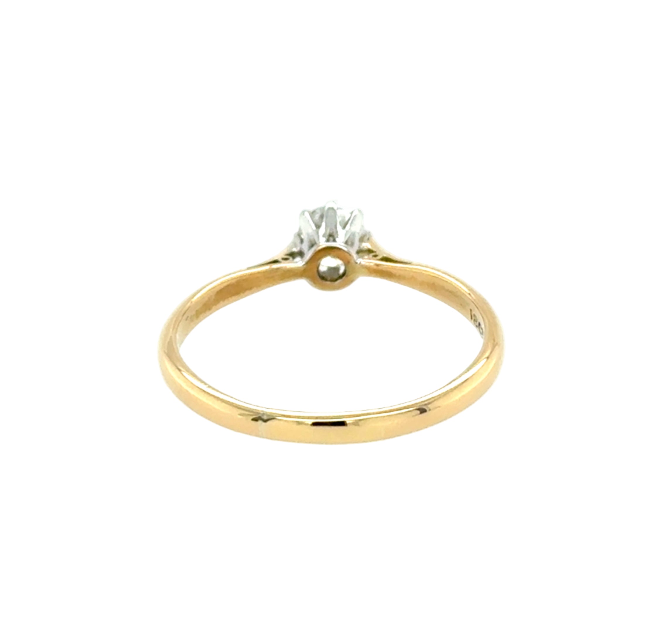Vintage 0.33ct Round Brilliant Cut Diamond Solitaire Ring 18ct Yellow Gold & Platinum