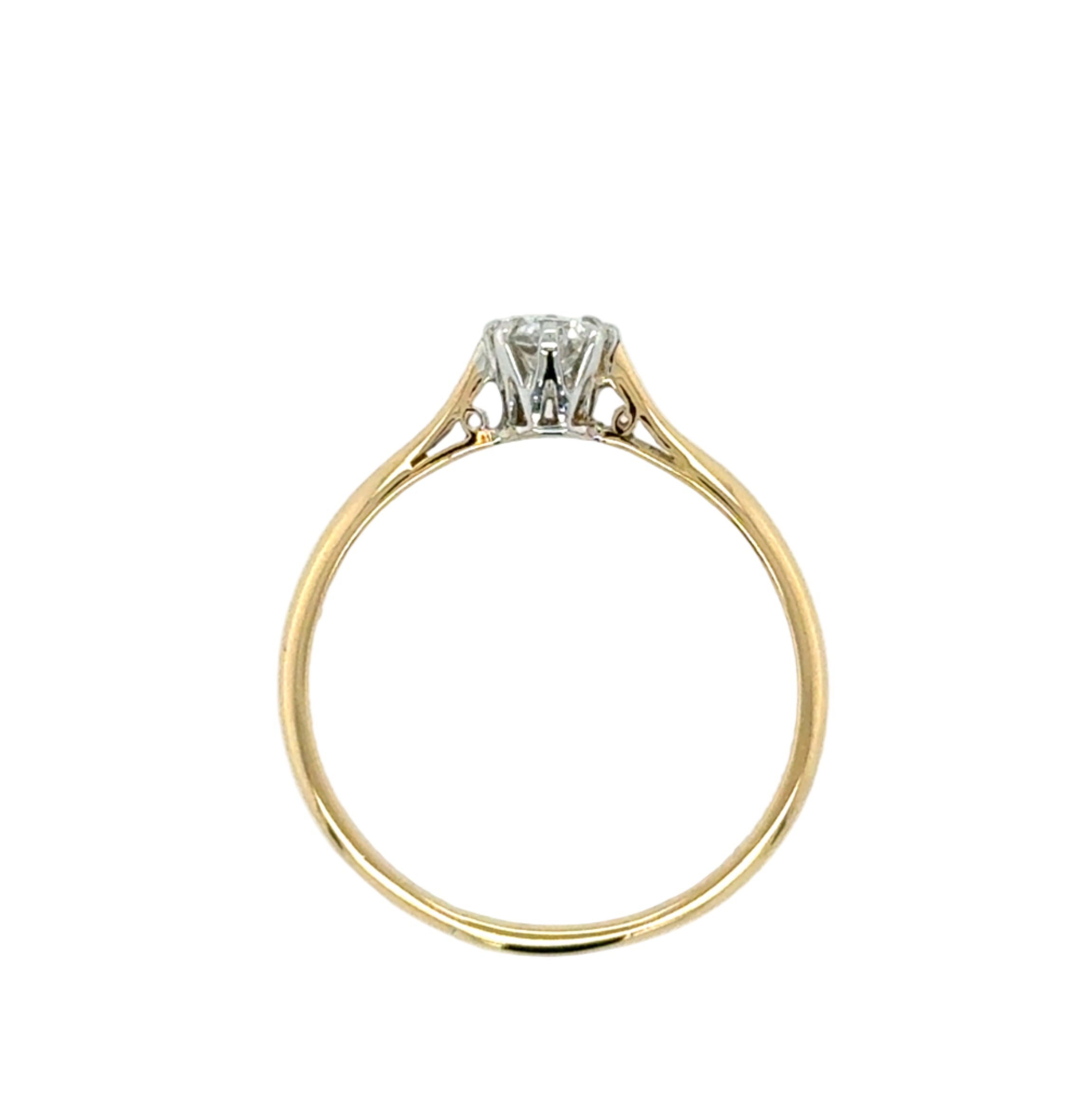 Vintage 0.33ct Round Brilliant Cut Diamond Solitaire Ring 18ct Yellow Gold & Platinum