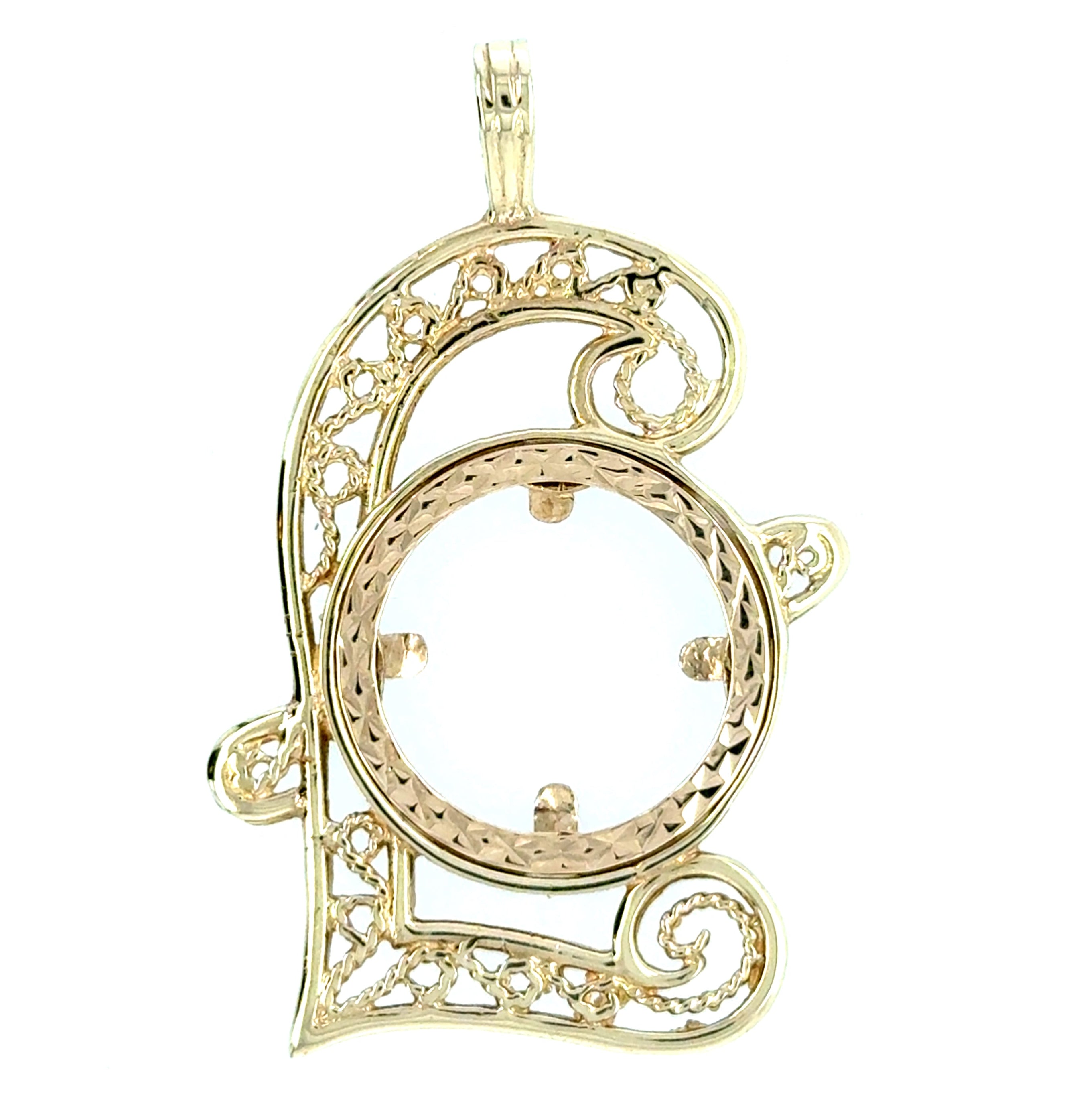 9ct Yellow Gold Half Sovereign Pound Sign Pendant Mount SOLD