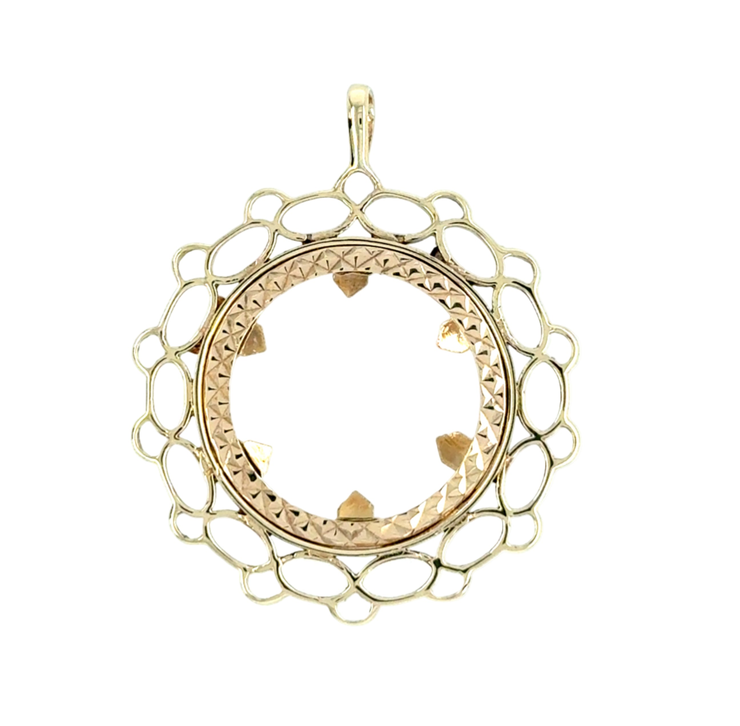 9ct Yellow Gold Fancy Half Sovereign Pendant Mount London 1976