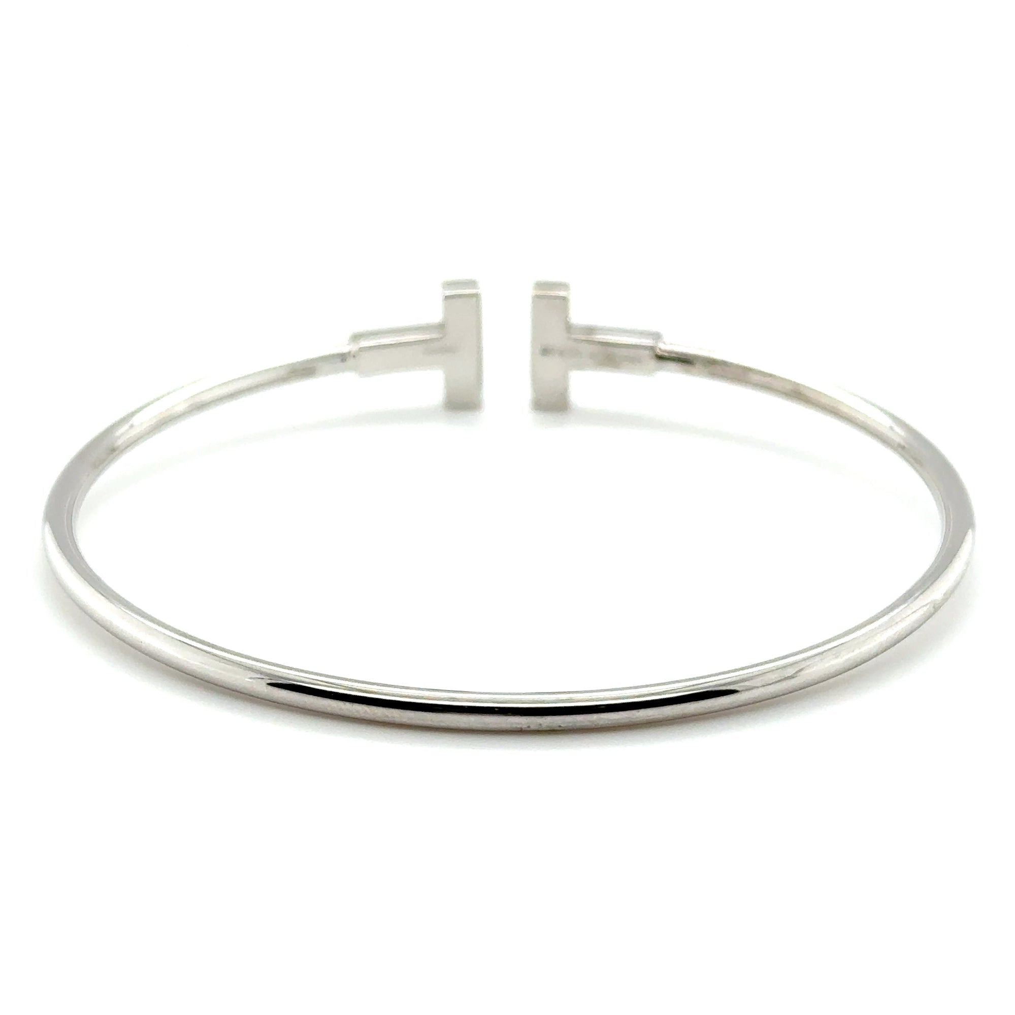 Tiffany & Co. White Gold Tiffany T Diamond Wire Bracelet Size Large 0.24ct 33450788