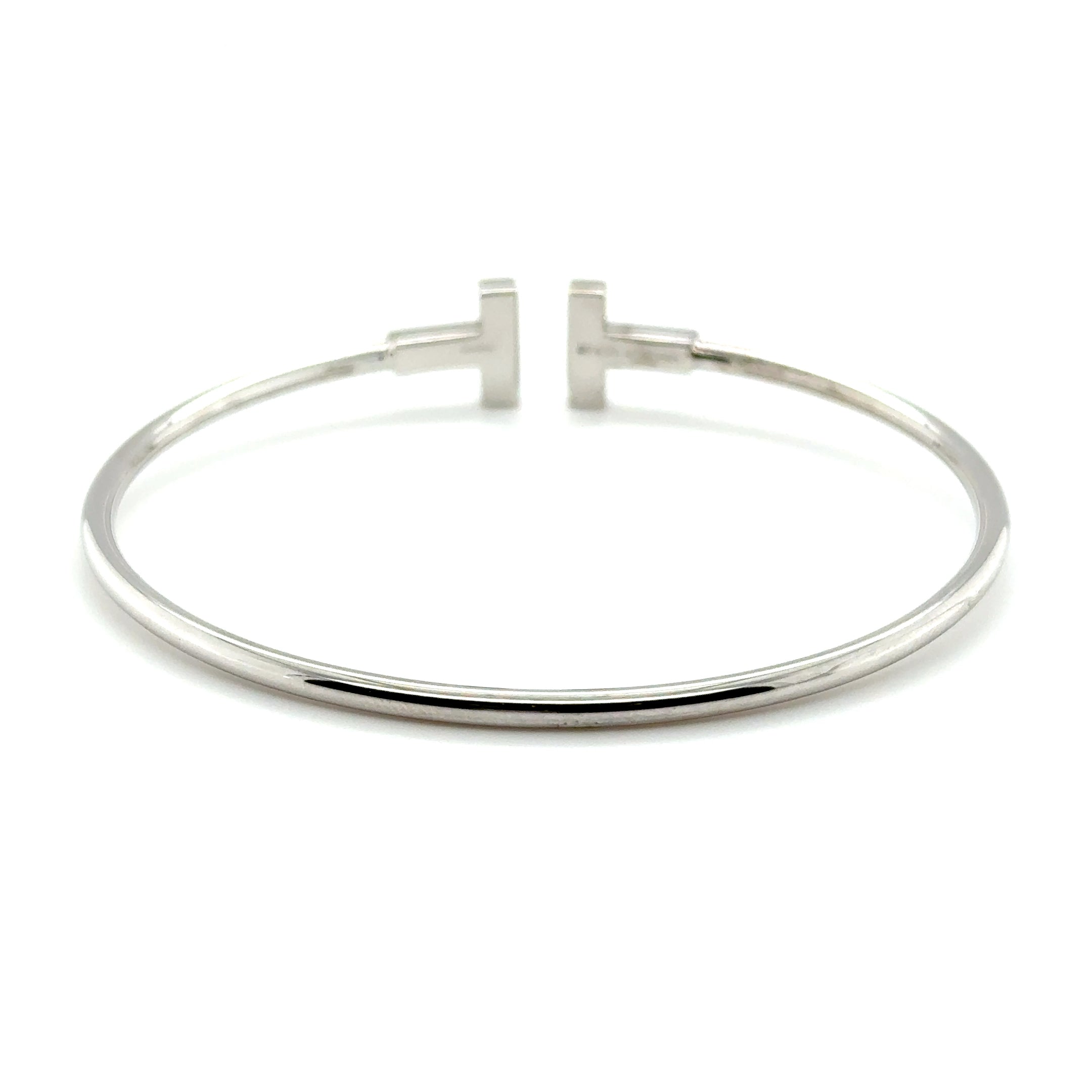 Tiffany & Co. White Gold Tiffany T Diamond Wire Bracelet Size Large 0.24ct 33450788