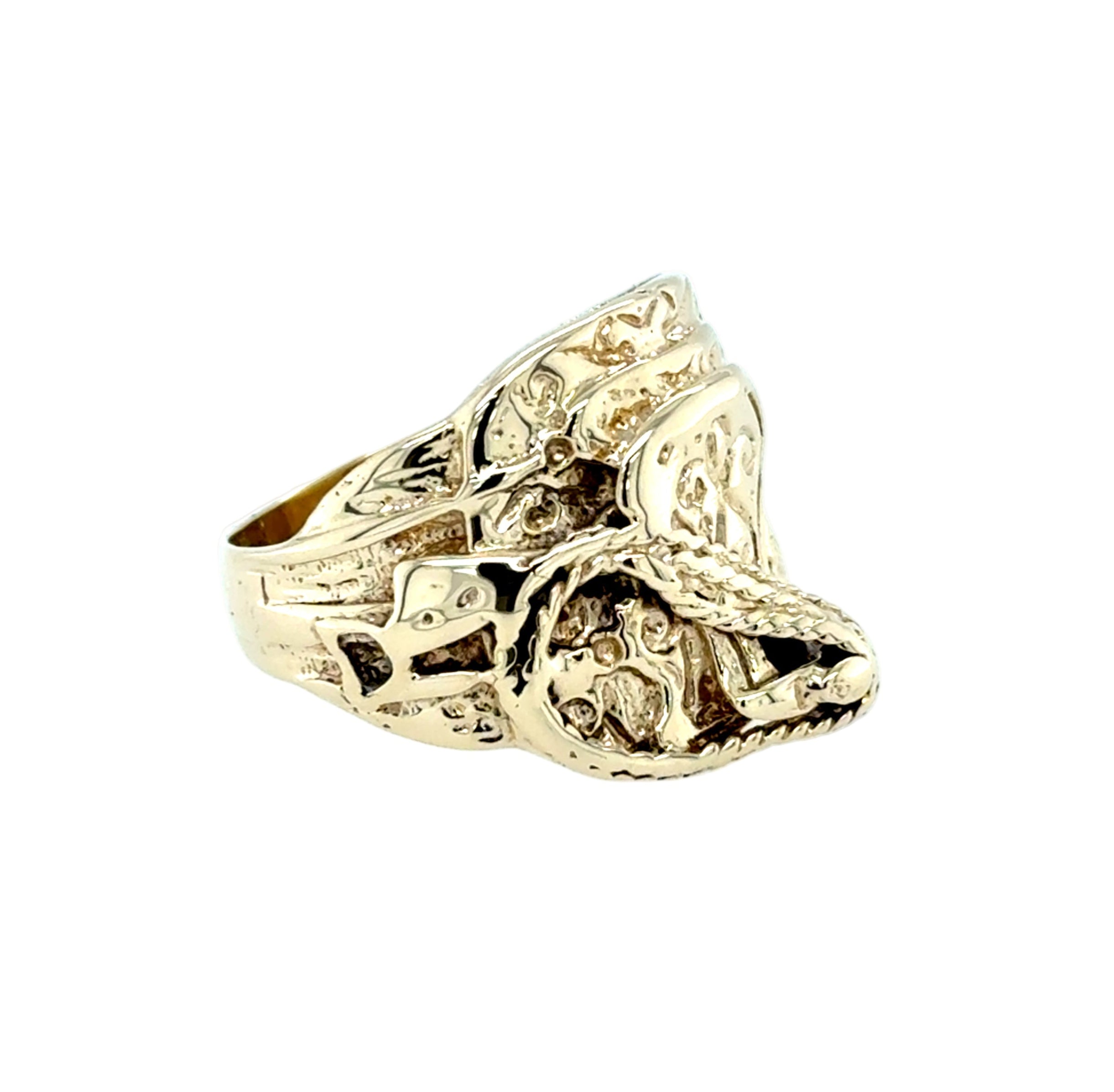 9ct Yellow Gold Horse Saddle Ring Size Q - 10.20g SOLD