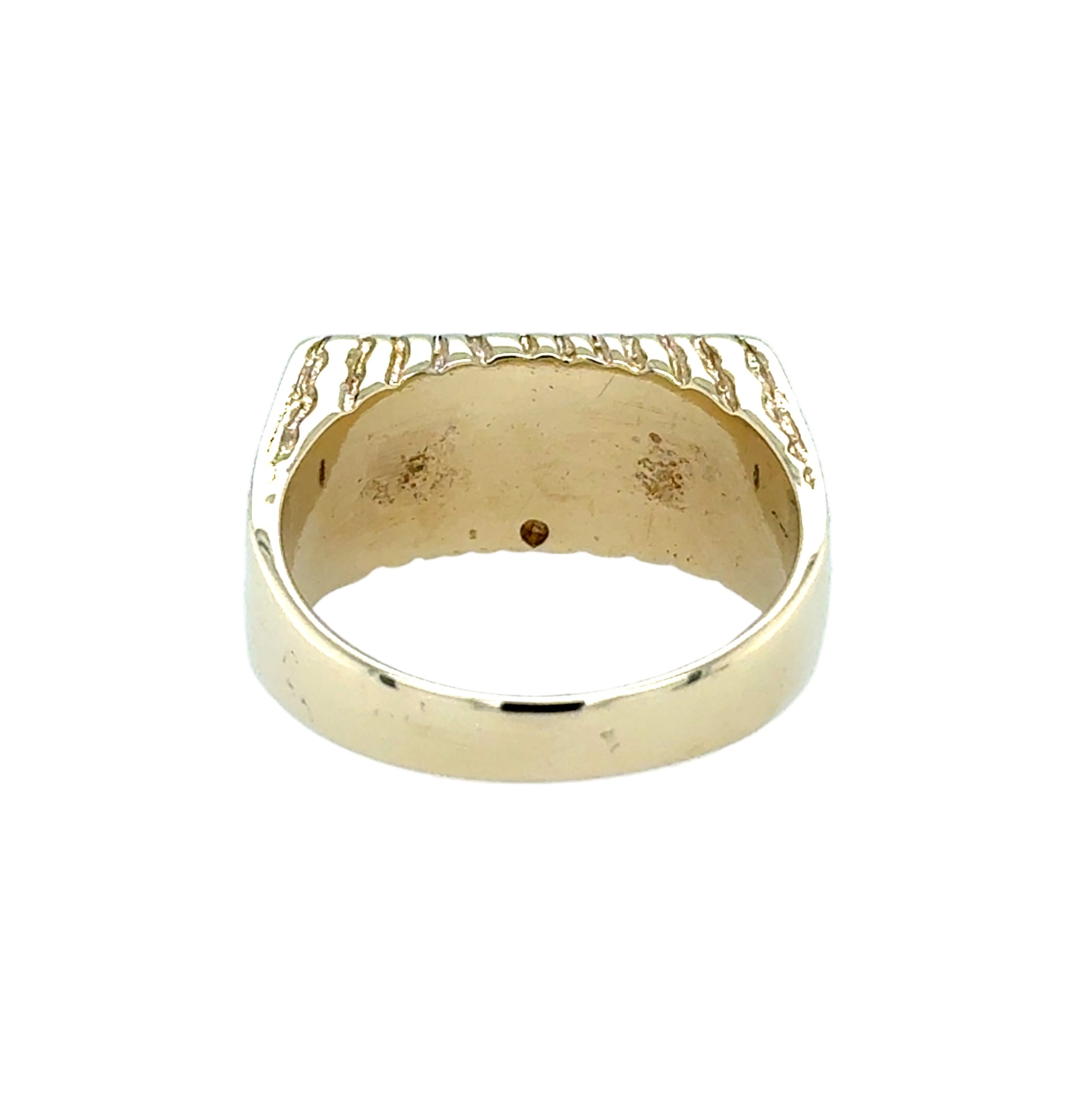 9ct Yellow Gold Rectangular Stone Set CZ Signet Ring Size T