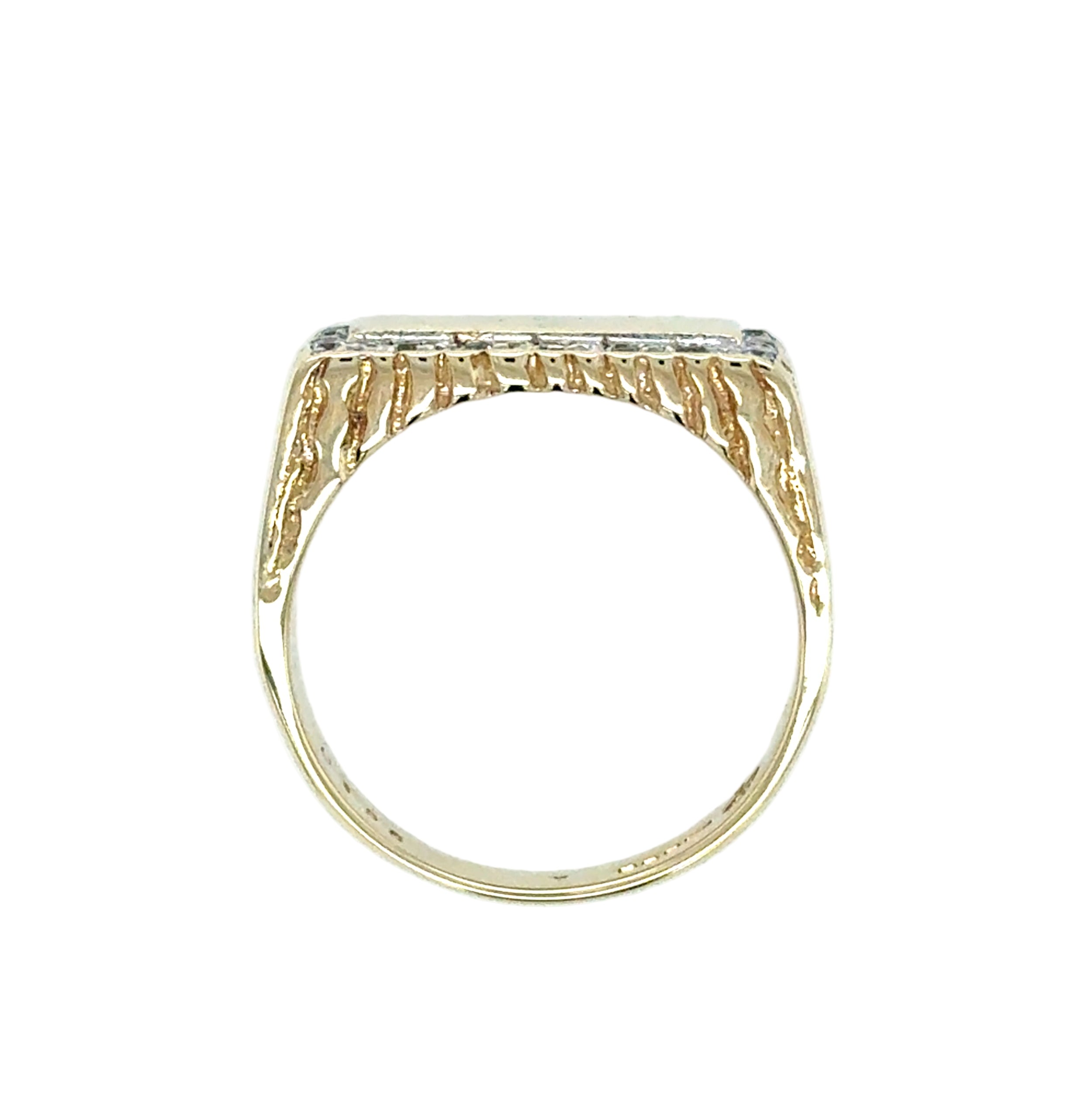 9ct Yellow Gold Rectangular Stone Set CZ Signet Ring Size T