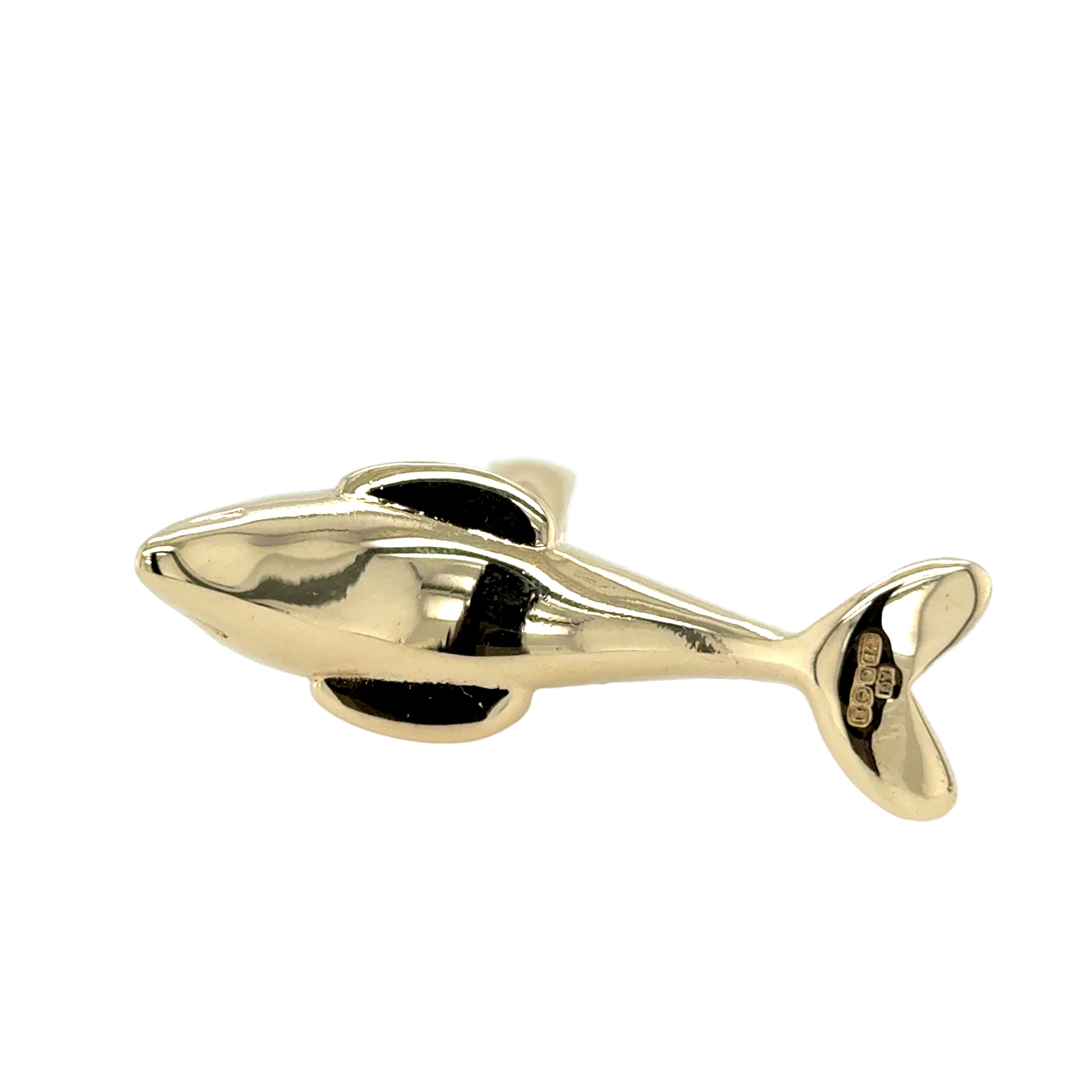 9ct Yellow Gold Solid Heavyweight Dolphin Pendant - 21.35g