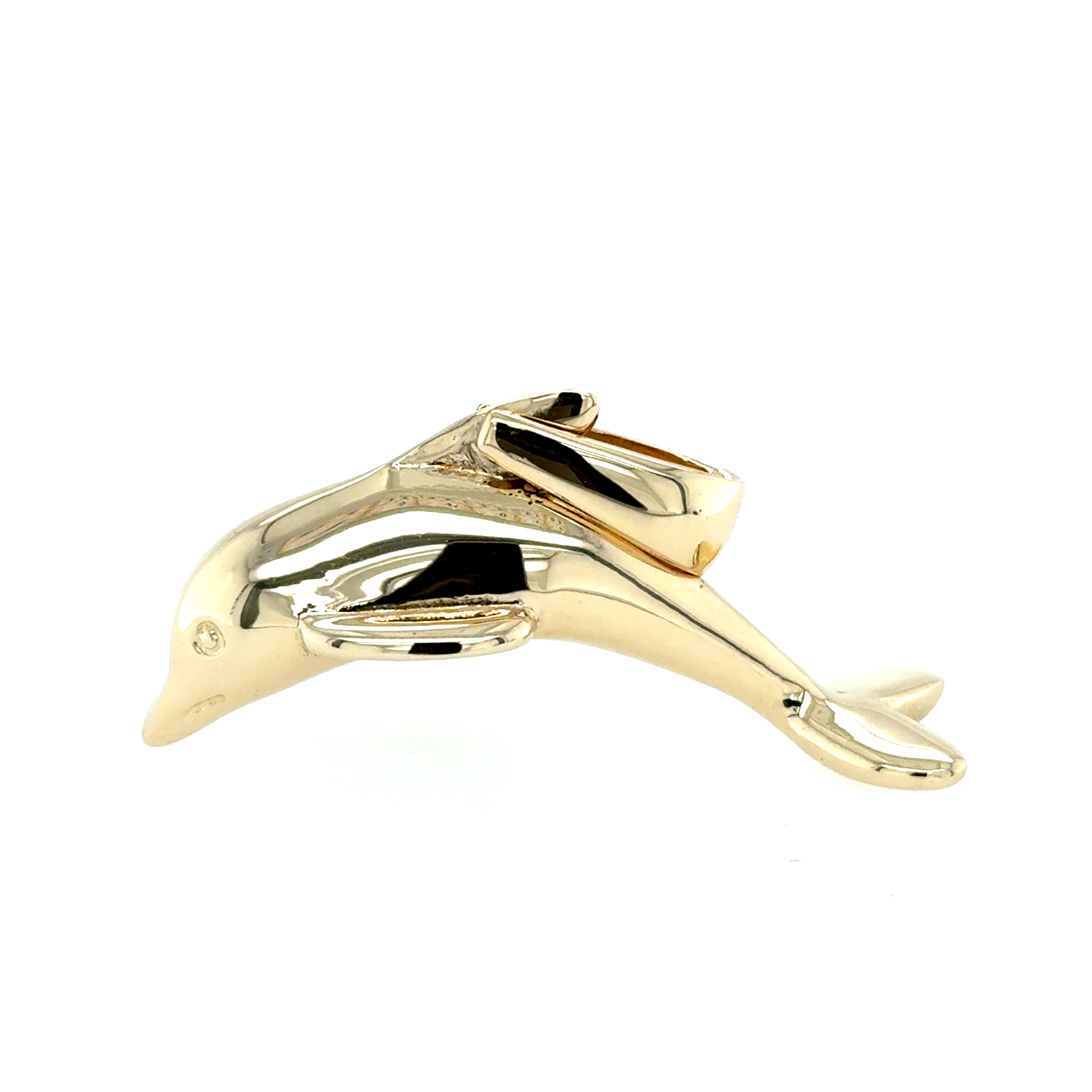 9ct Yellow Gold Solid Heavyweight Dolphin Pendant - 21.35g
