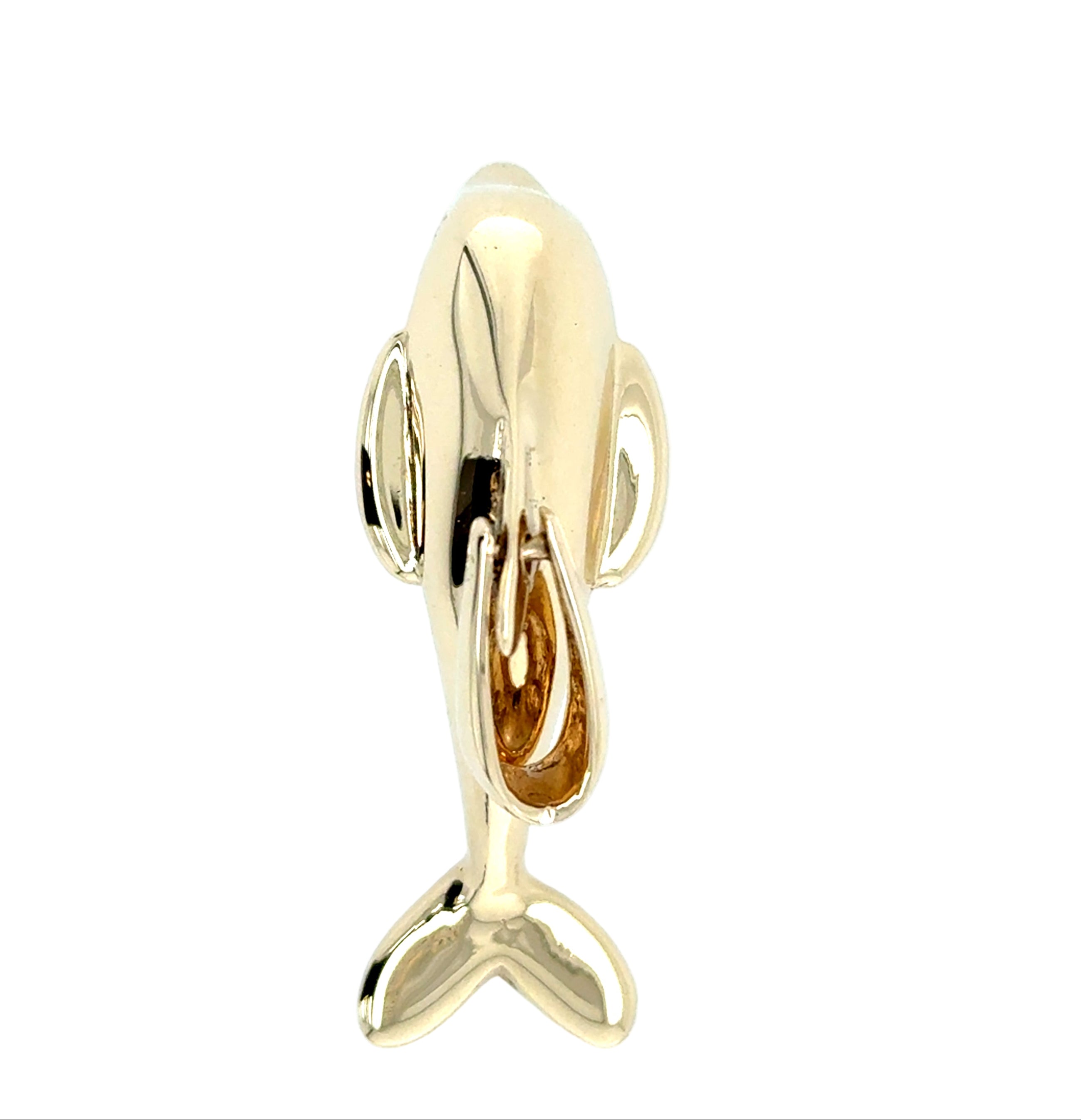 9ct Yellow Gold Solid Heavyweight Dolphin Pendant - 21.35g