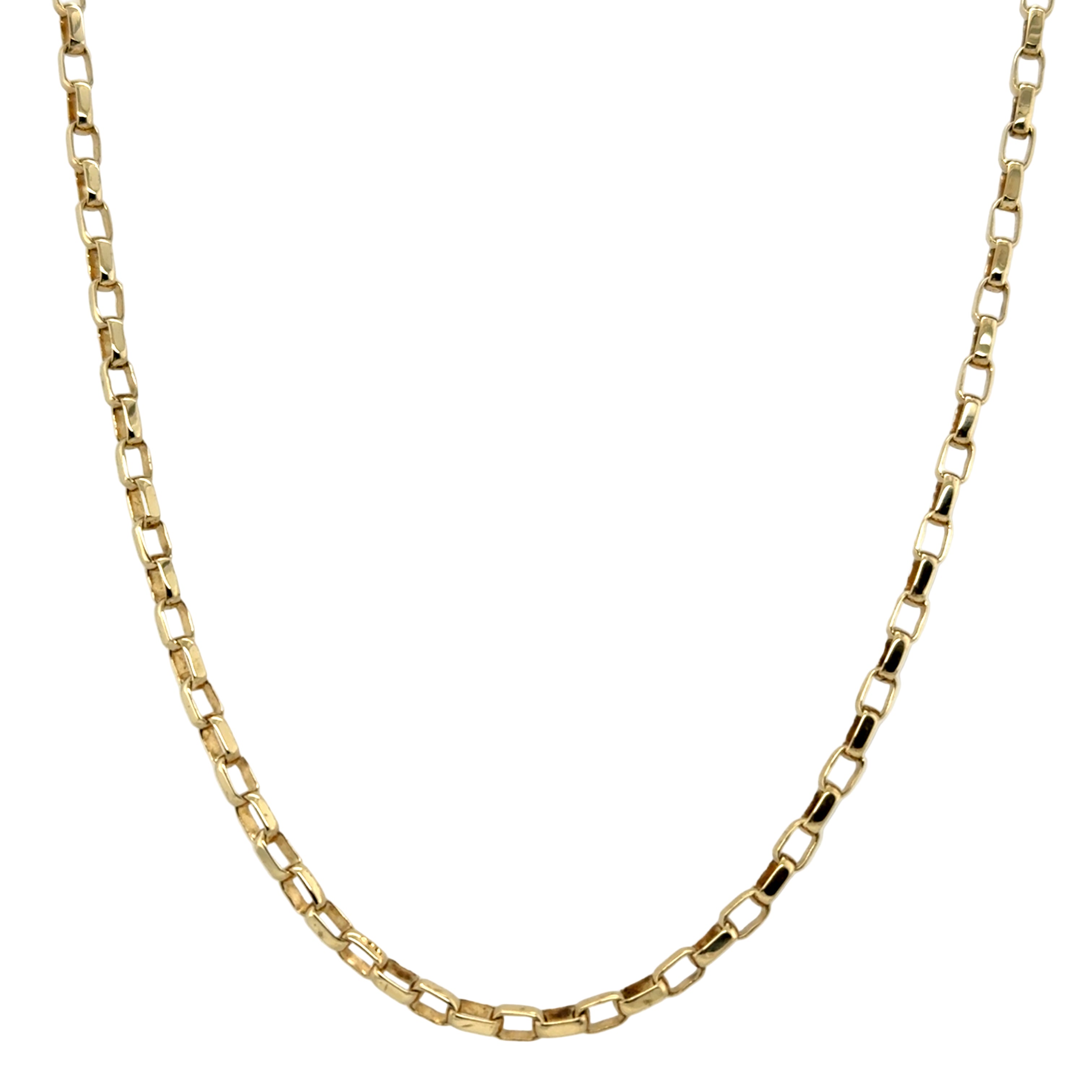 9ct Yellow Gold 24 Inch Rectangular Belcher Link Chain - 11.40g
