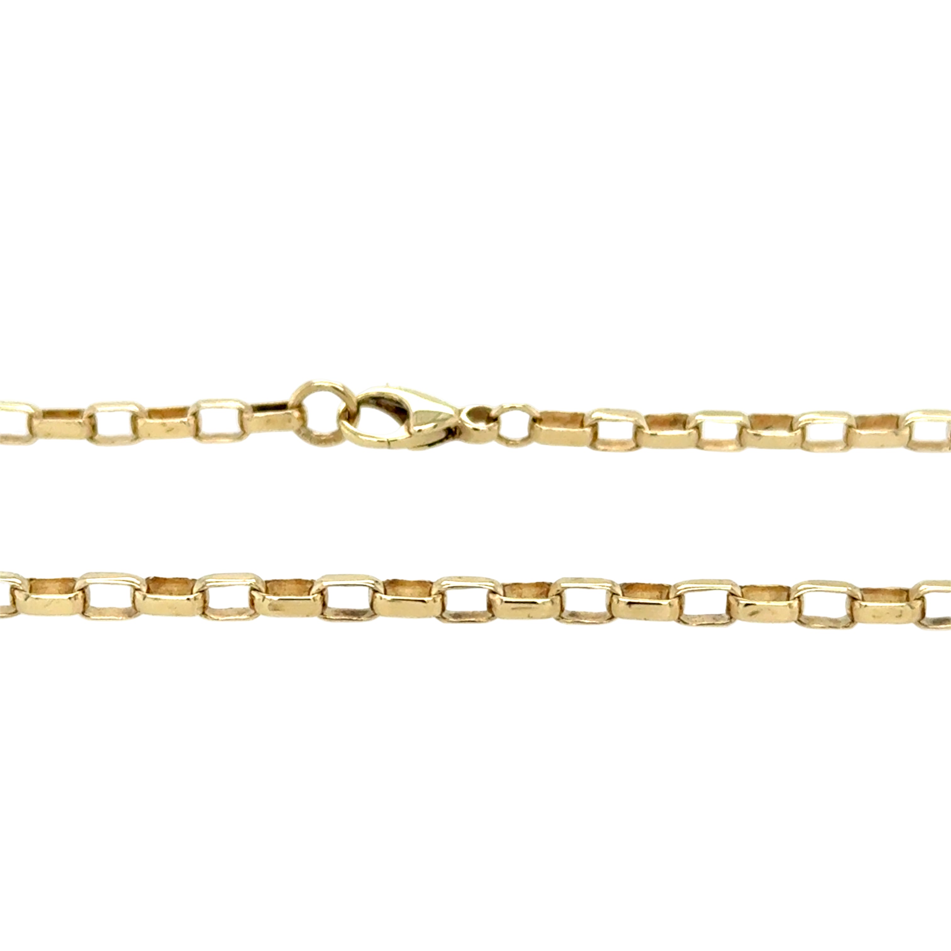 9ct Yellow Gold 24 Inch Rectangular Belcher Link Chain - 11.40g