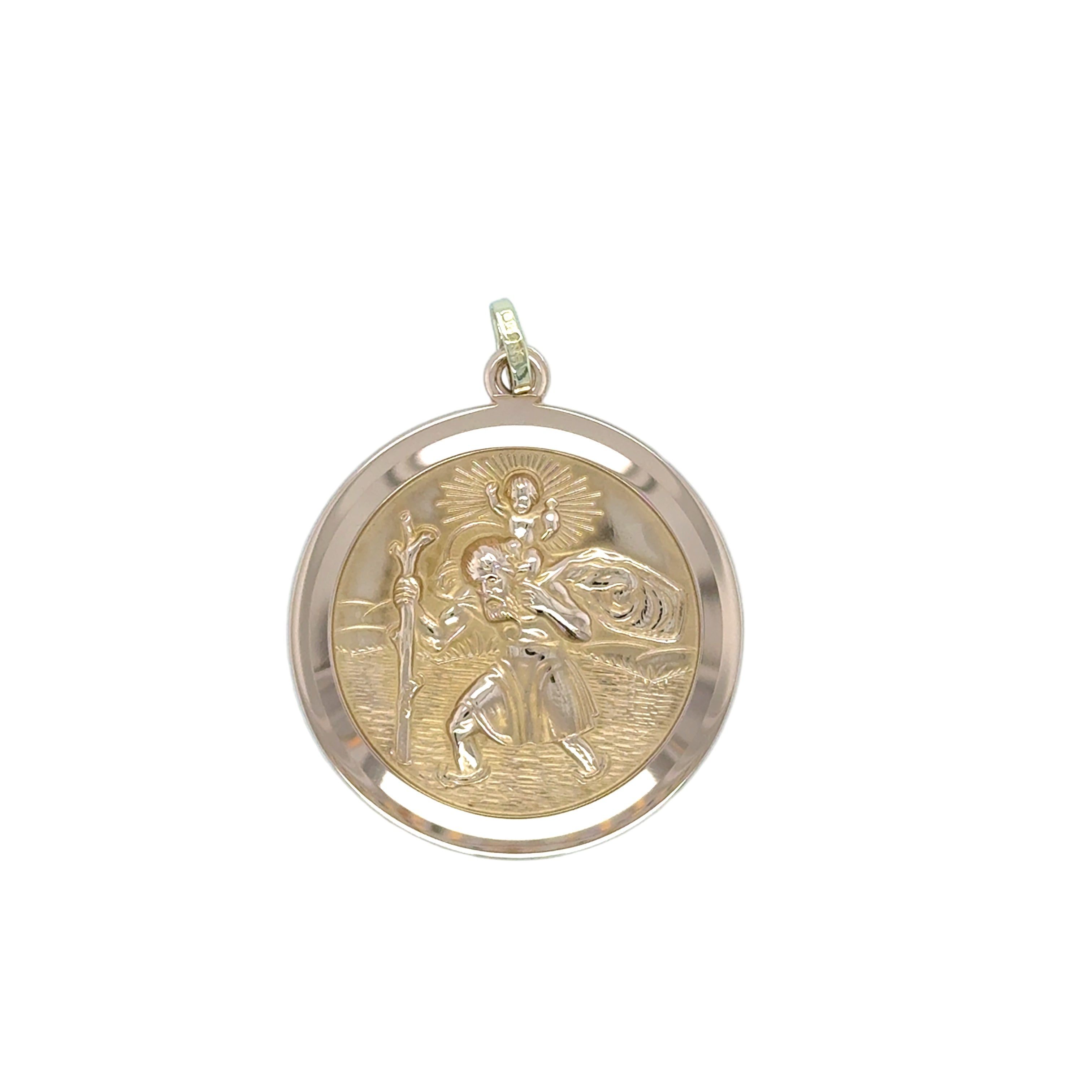 9ct Gold Vintage Round St Christopher Pendant London 1978