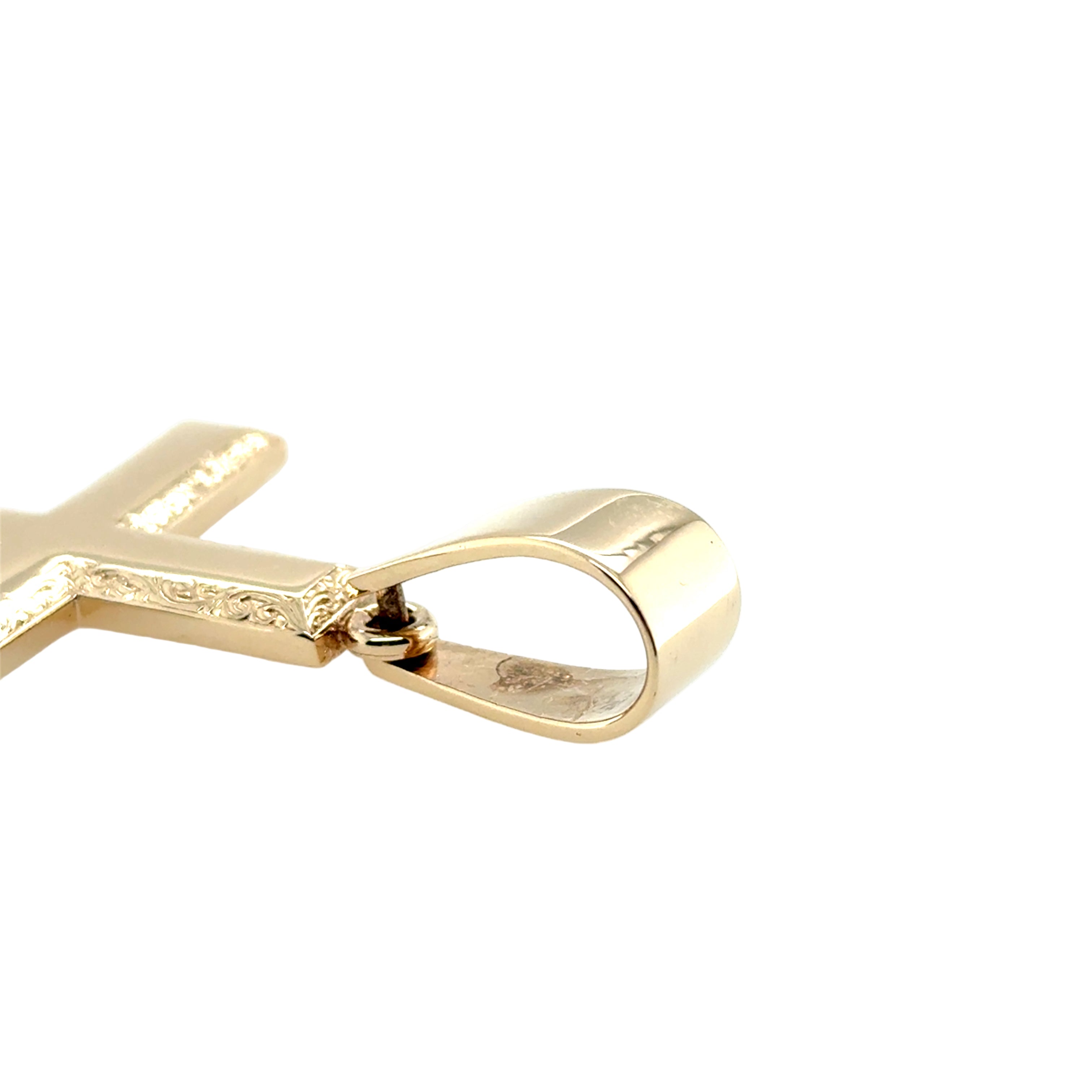 9ct Yellow Gold Large Patterned Cross Pendant - 27.85g