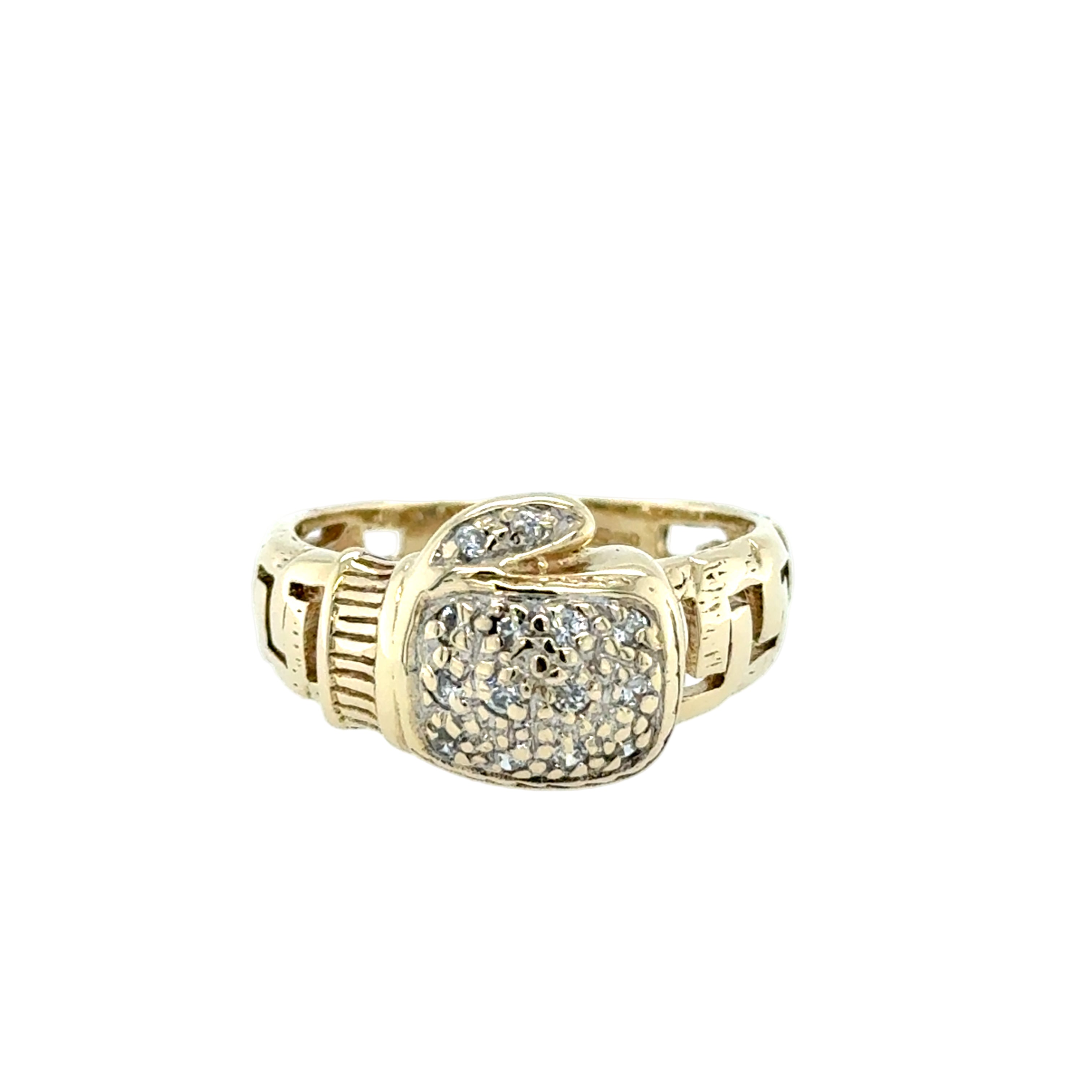 9ct Yellow Gold Cubic Zirconia Boxing Glove Ring Size W