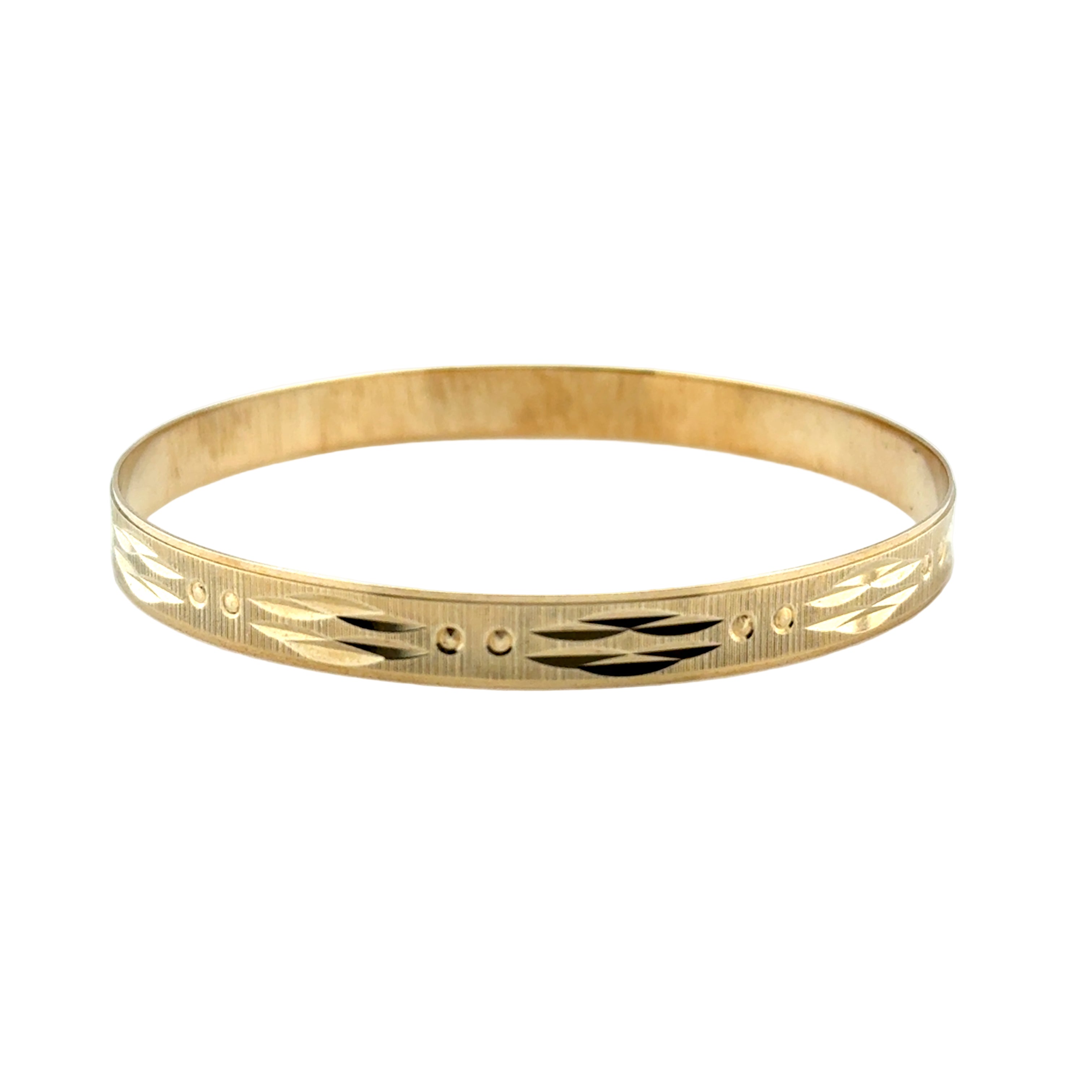 9ct Yellow Gold Patterned 7mm Solid Slave Bangle 9.77g SOLD