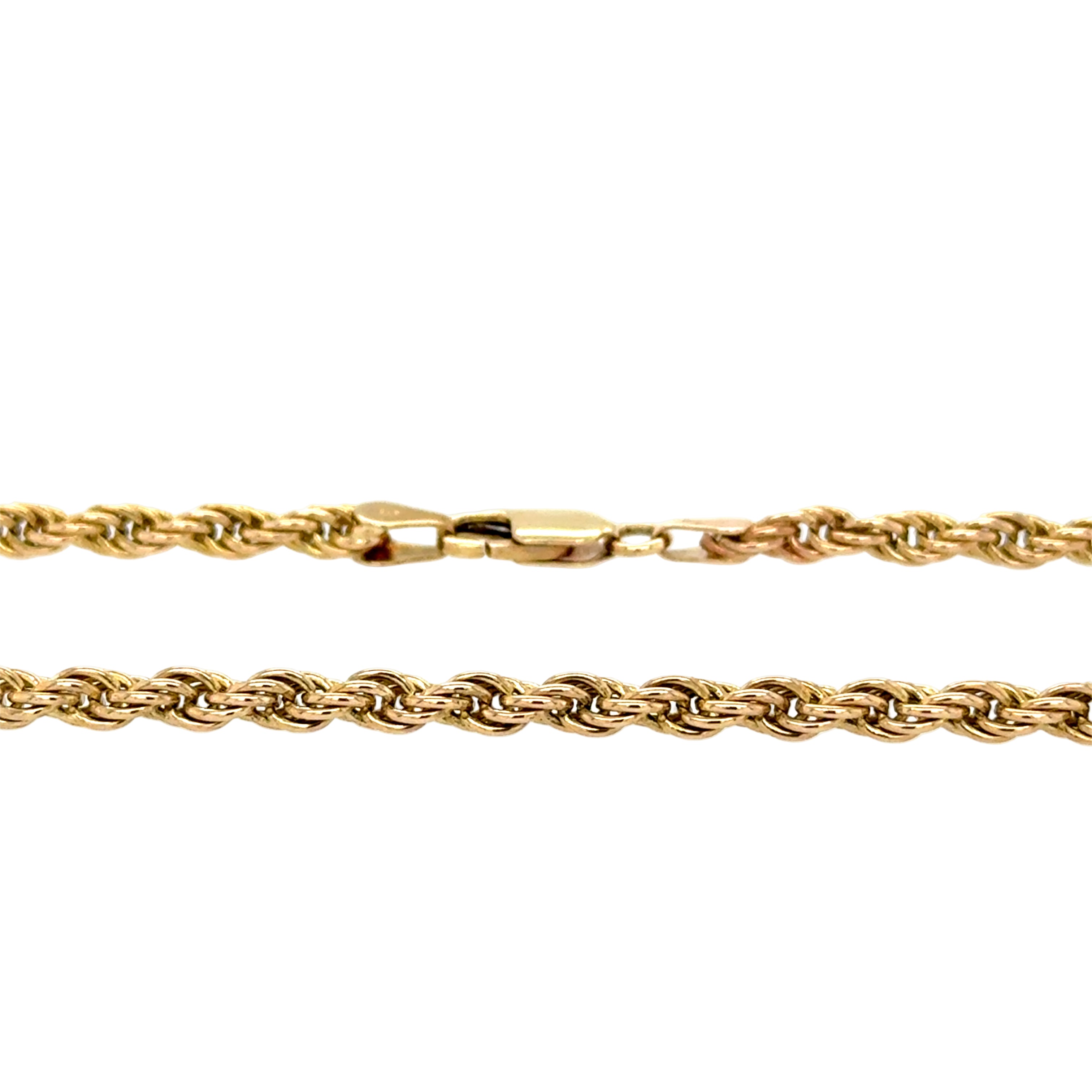 9ct Yellow Gold 23 Inch Solid Rope Chain Necklace - 21.78g