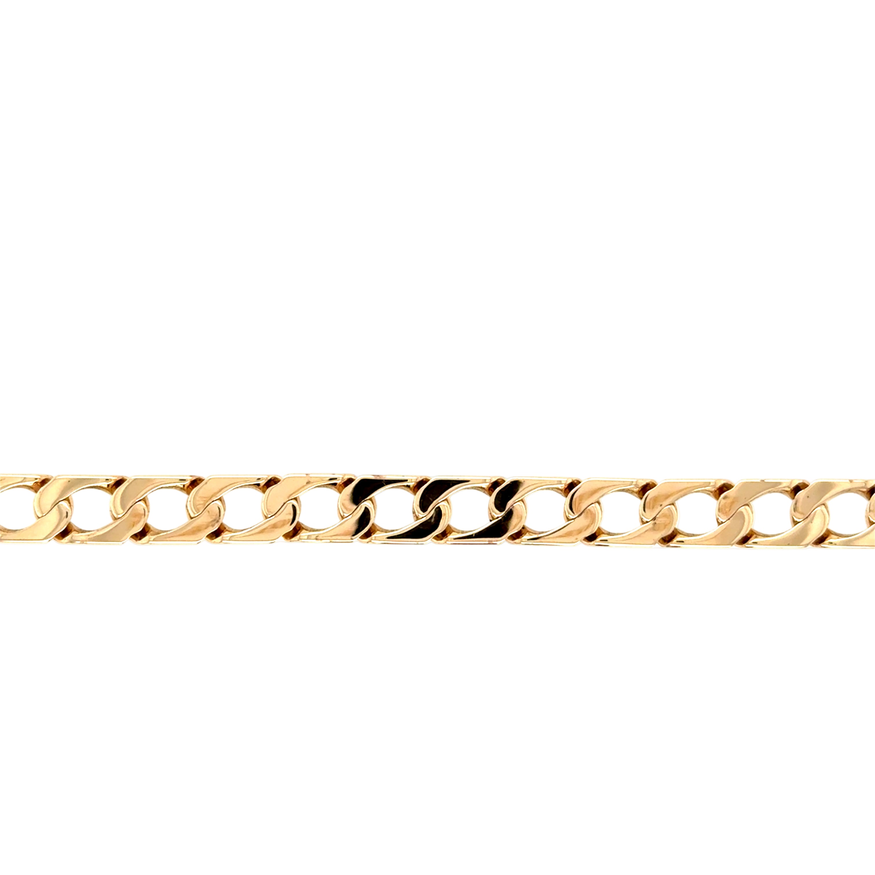 9ct Yellow Gold 9 Inch Flat Edge Curb Link Bracelet - 14.70g