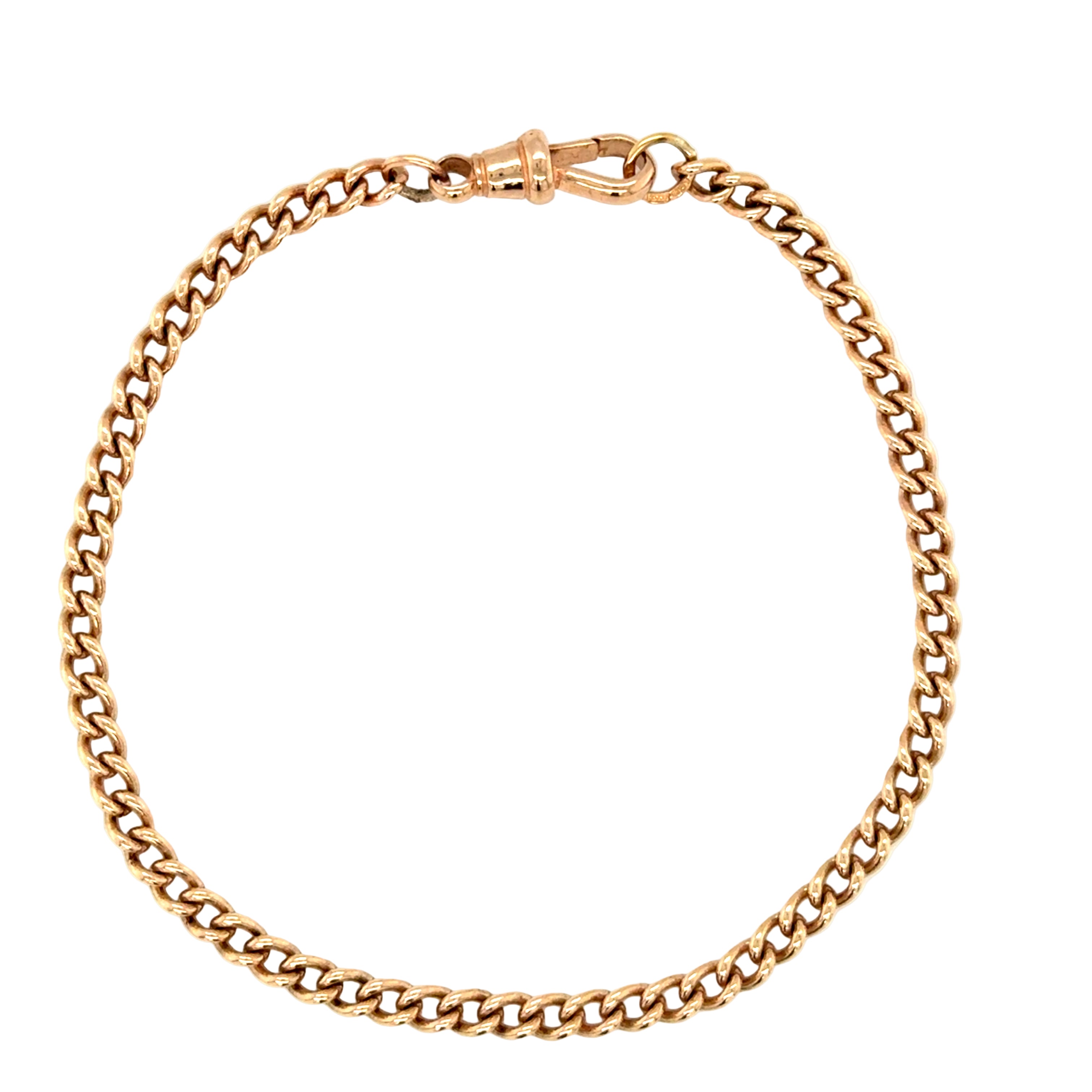 9ct Rose Gold 8 Inch Vintage Albert Link Bracelet London 1970 - 6.80g