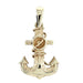 Gold anchor pendant with rope design on a white background