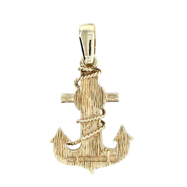 Gold anchor pendant on a white background