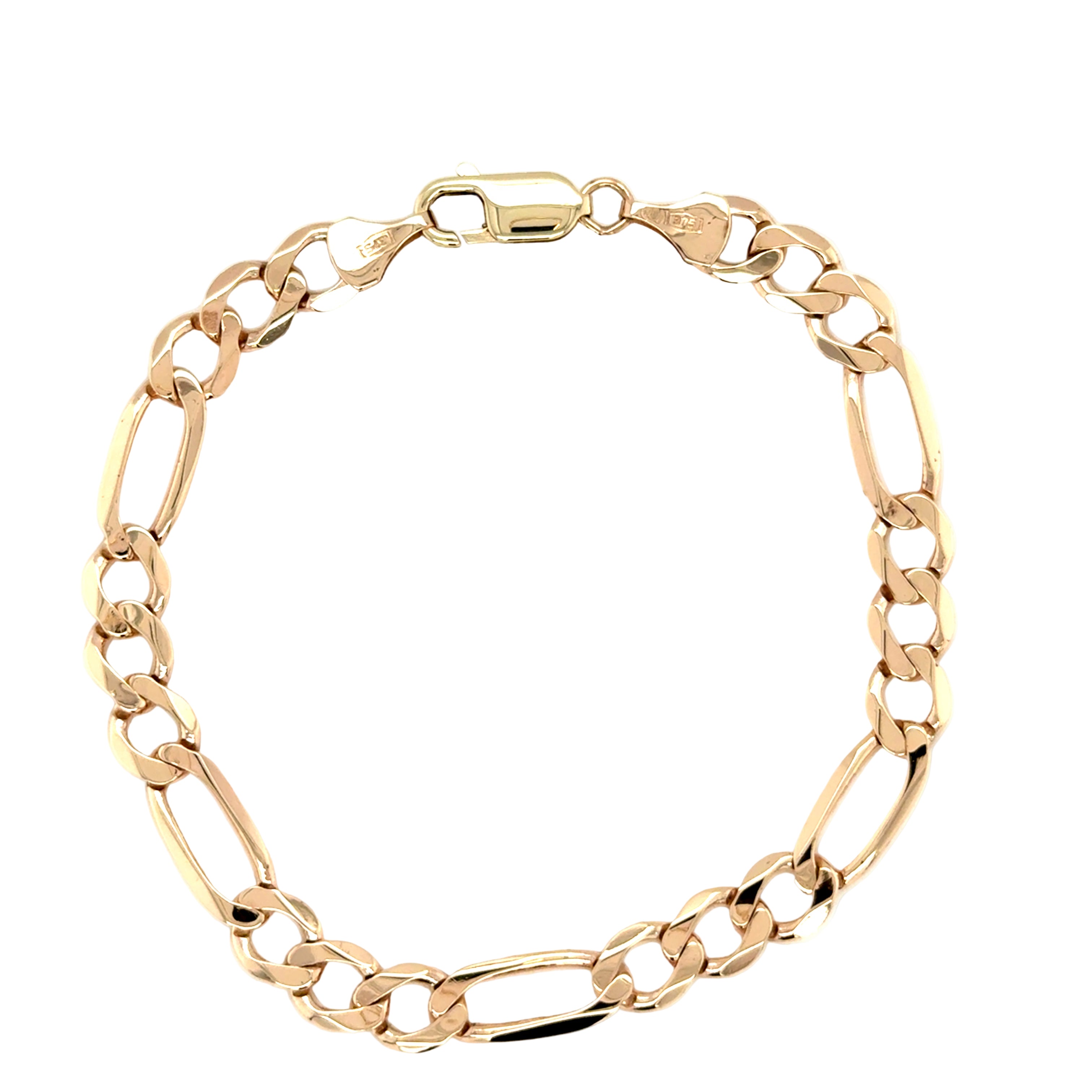 9ct Yellow Gold 7.5 Inch Figaro Link Bracelet - 8.35g