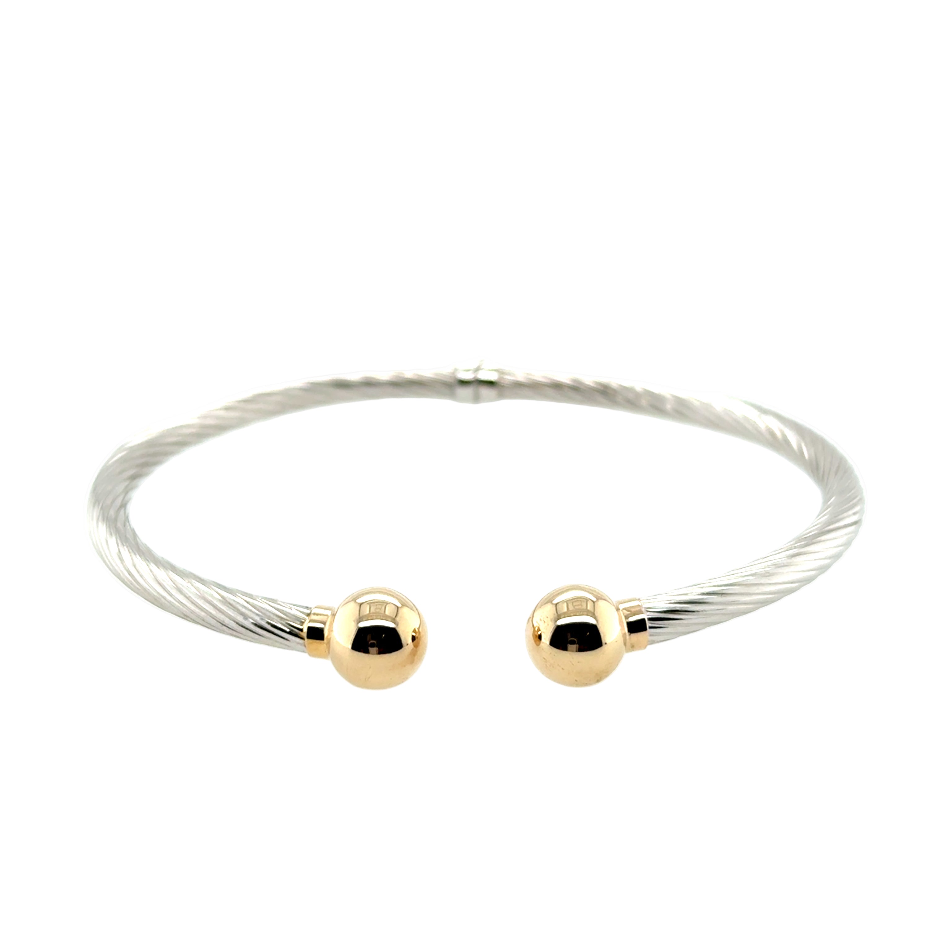 9ct White Gold Hollow Hinged Torque Bangle - 5.52g