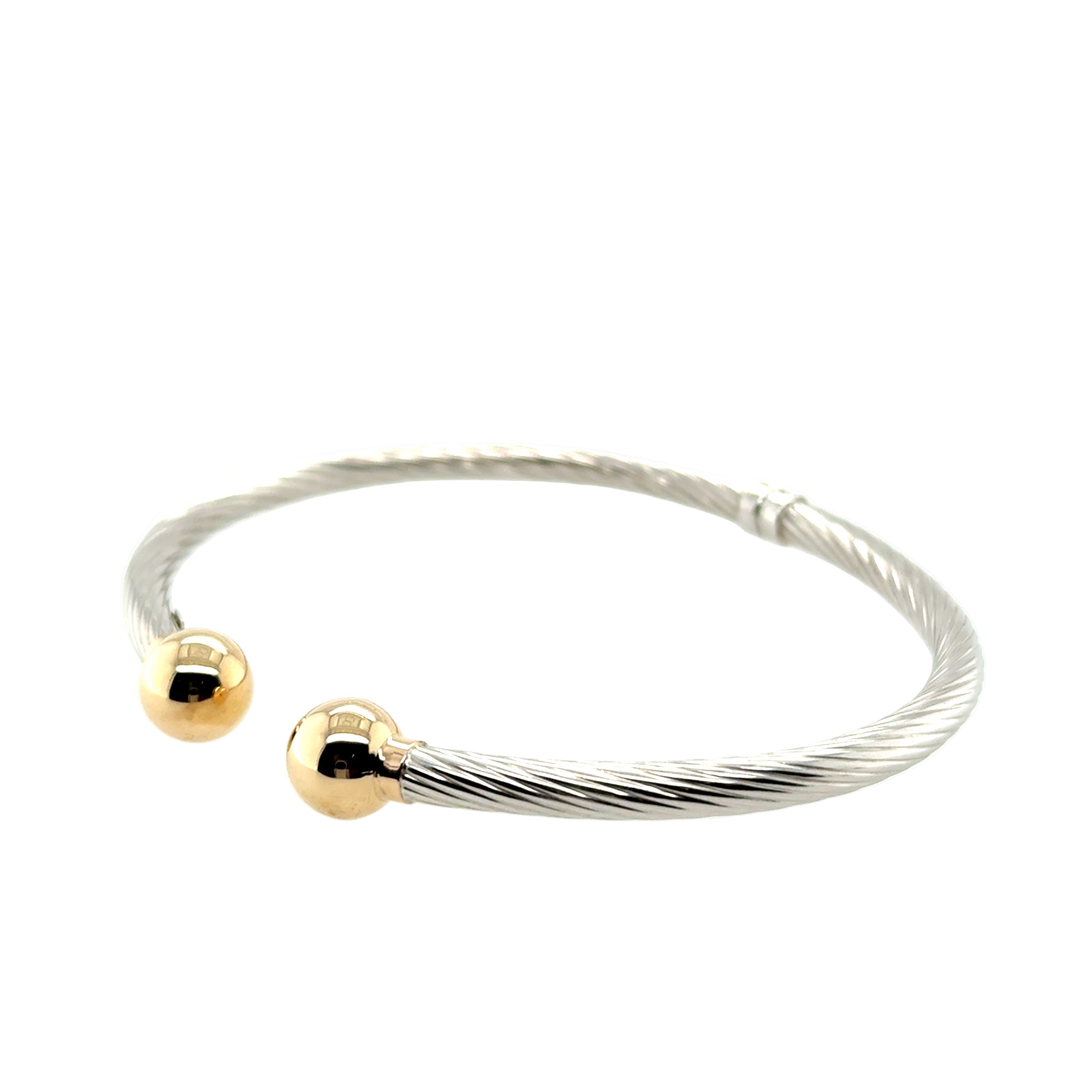 9ct White Gold Hollow Hinged Torque Bangle - 5.52g