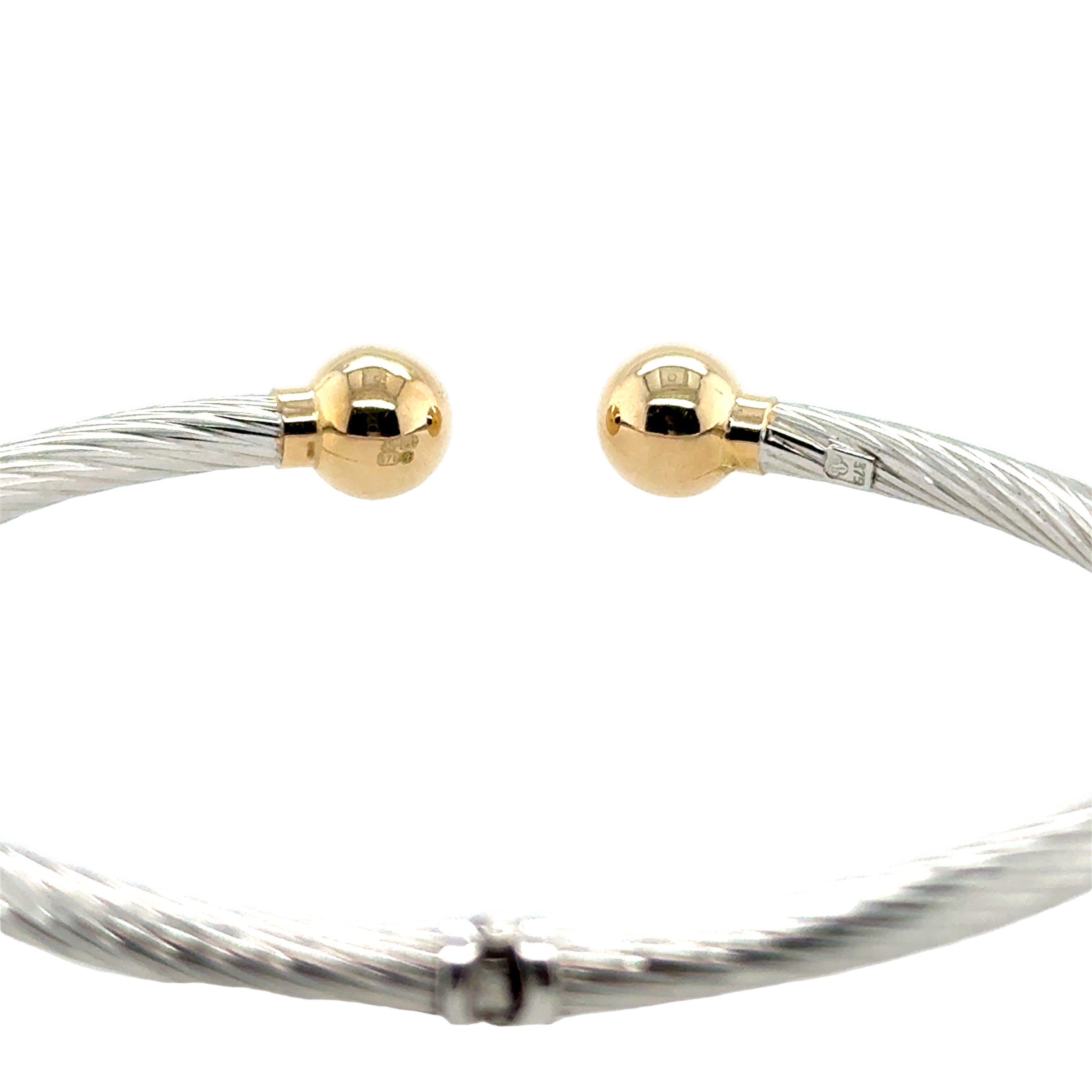 9ct White Gold Hollow Hinged Torque Bangle - 5.52g