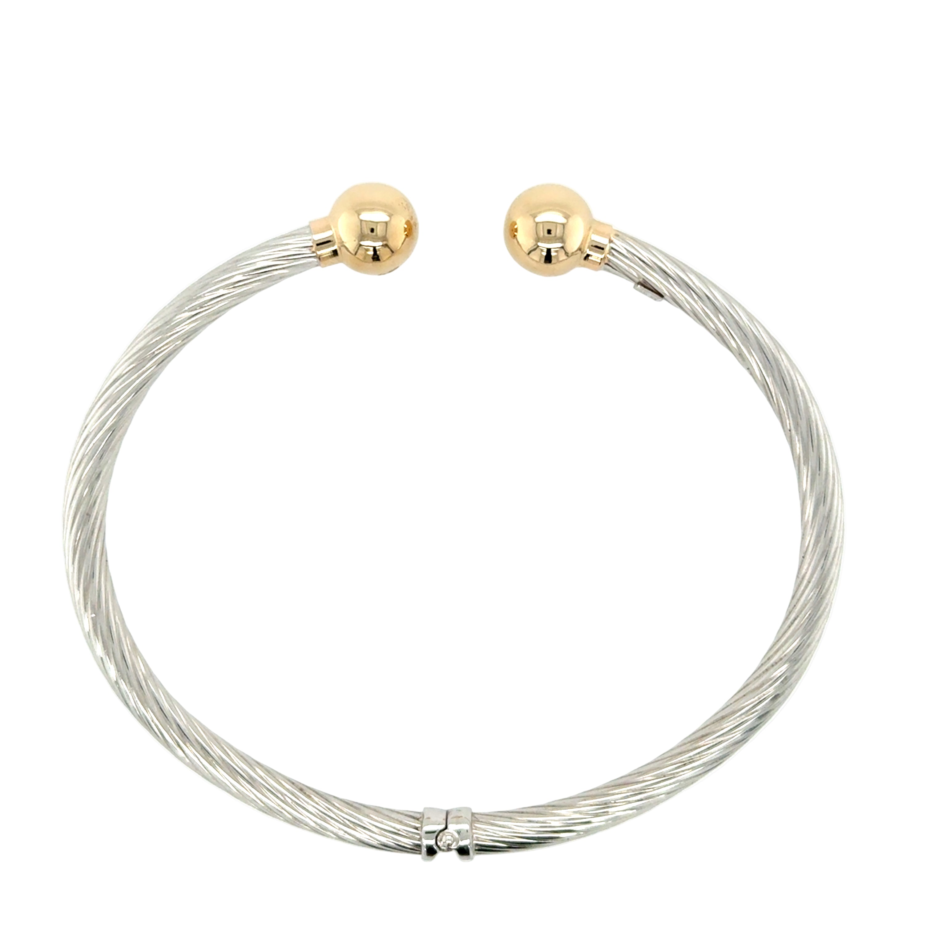 9ct White Gold Hollow Hinged Torque Bangle - 5.52g
