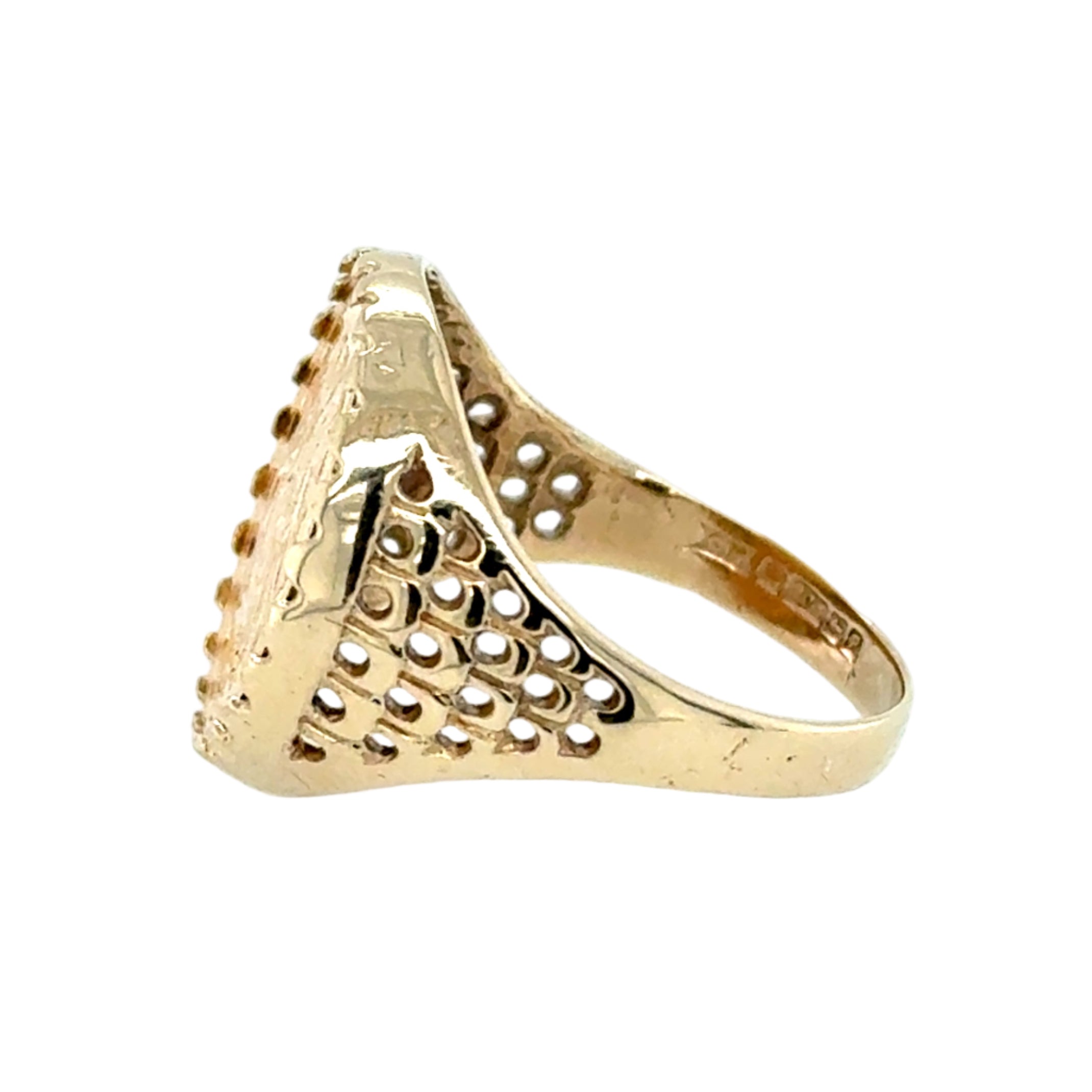 1/20 Ounce Isle Of Man Angel Gold Coin Ring 1989