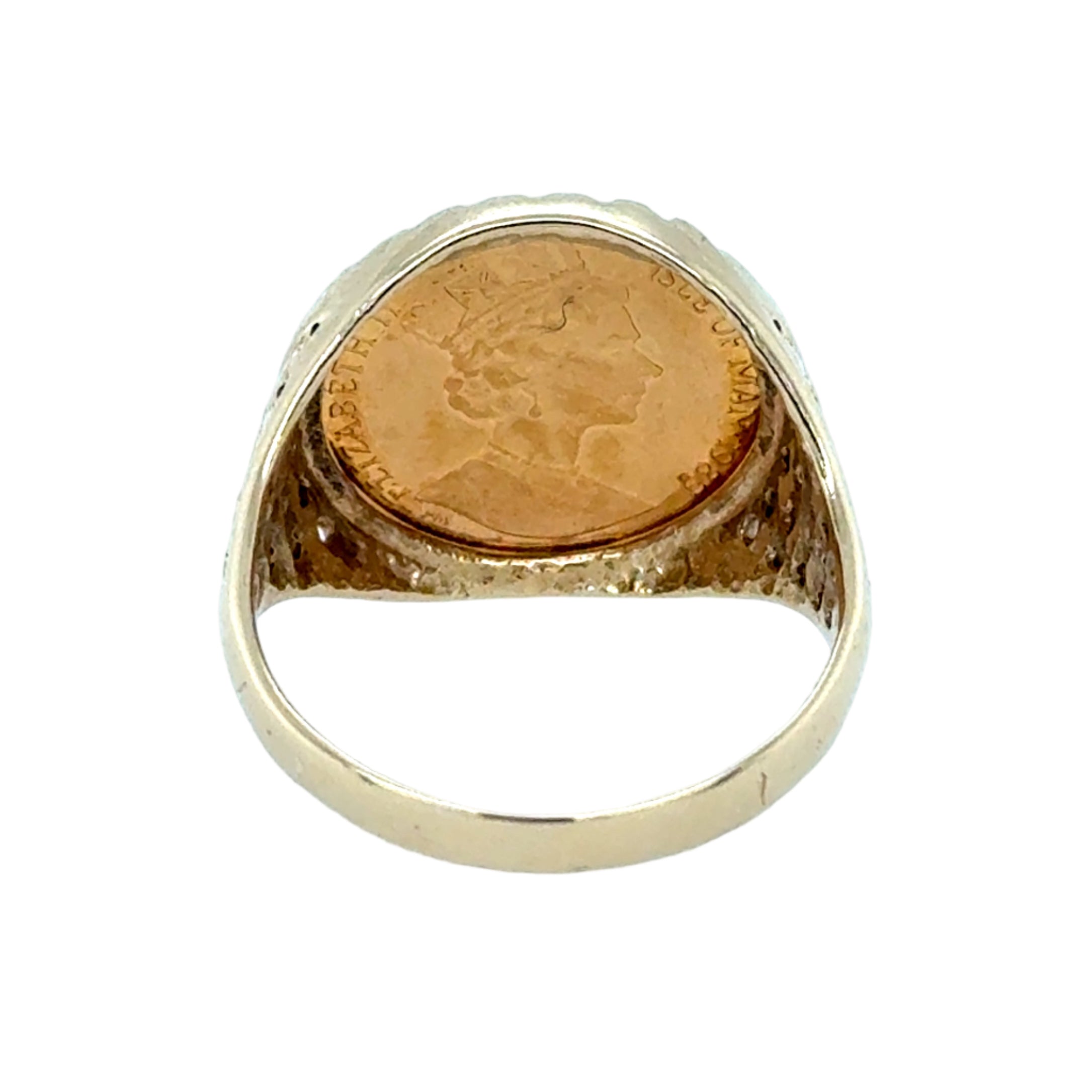 1/20 Ounce Isle Of Man Angel Gold Coin Ring 1989