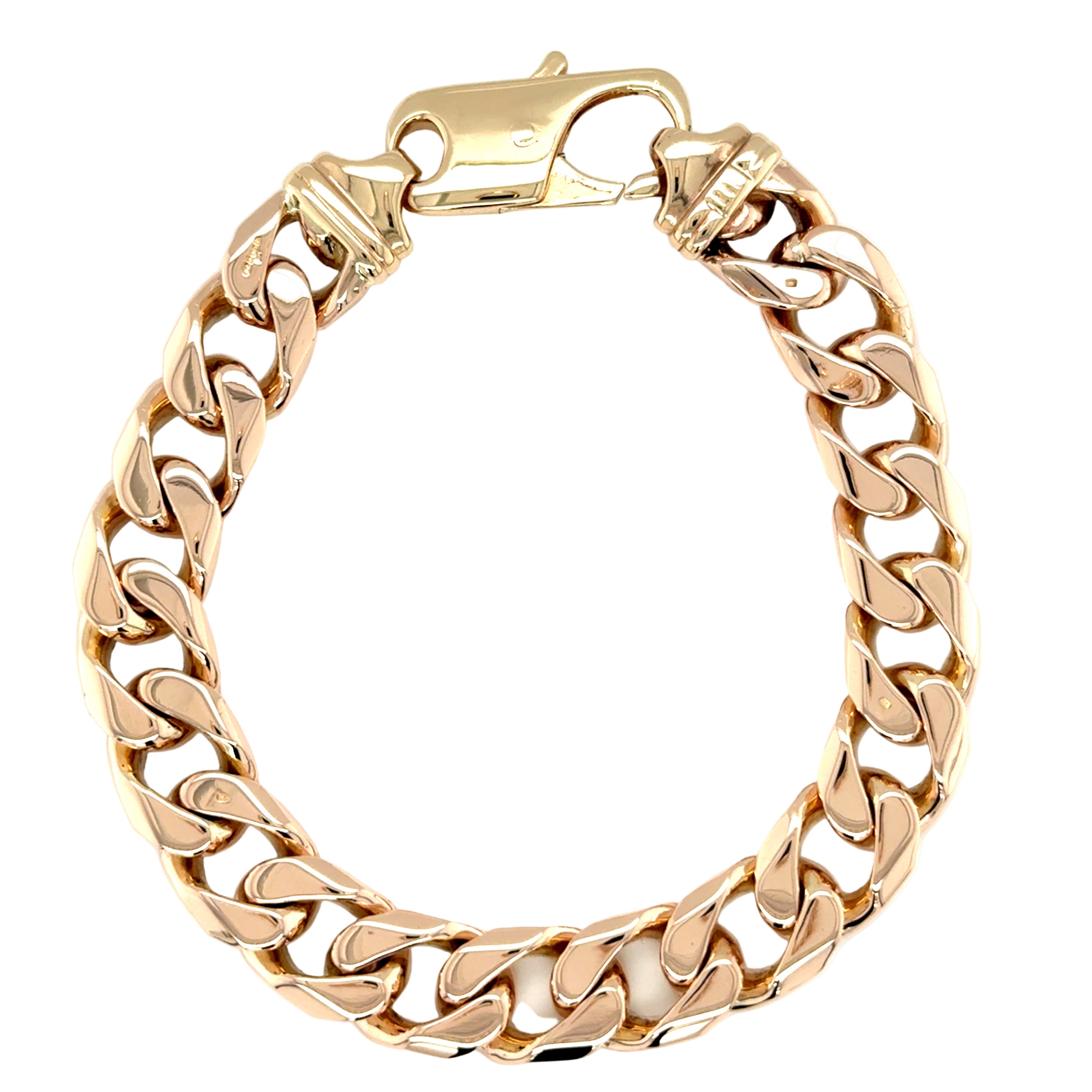 9ct Yellow Gold 8.25 Inch Chunky Curb Link Bracelet - 48.65g