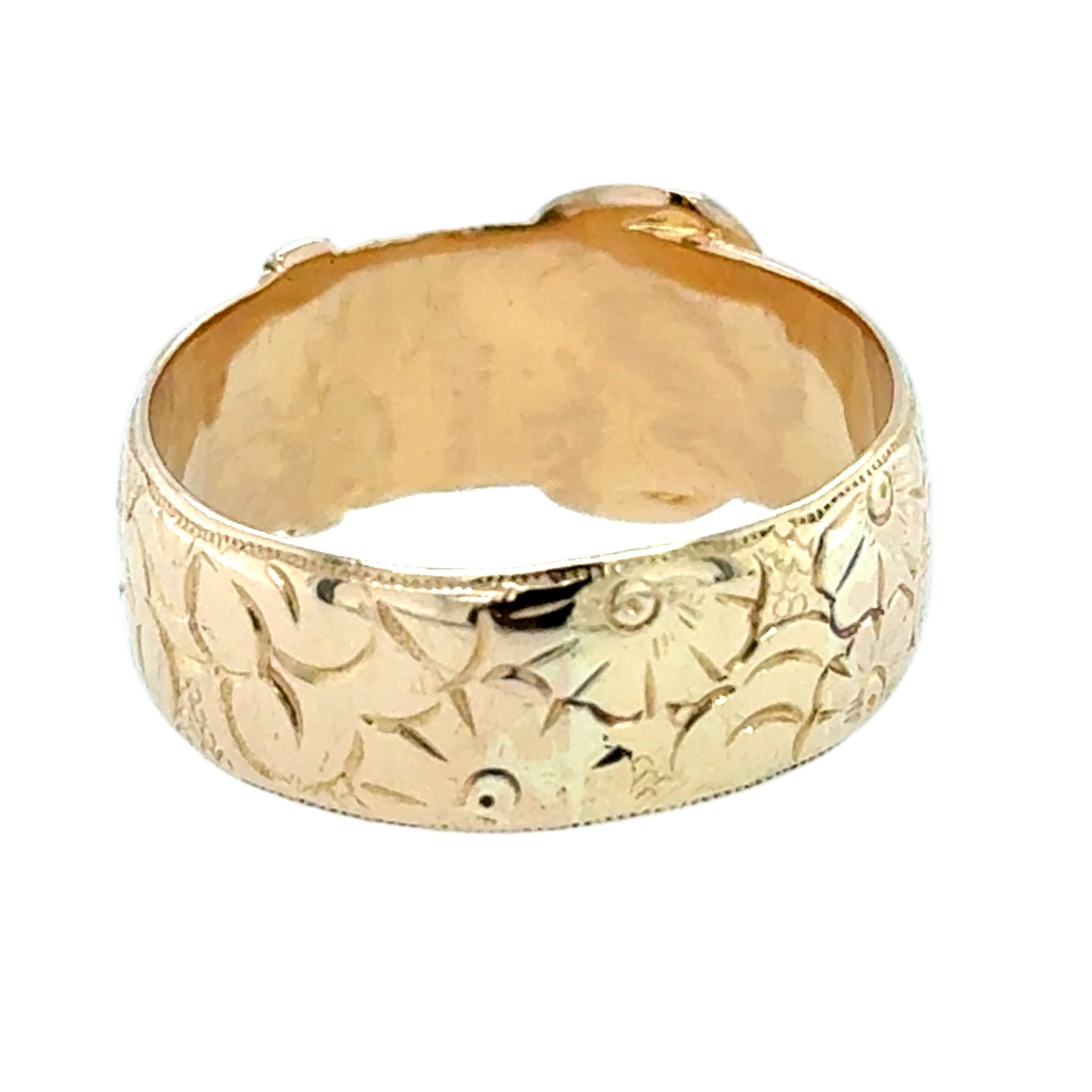 Antique 18ct Yellow Gold Orange Blossom Pattern Buckle Ring Birmingham 1911