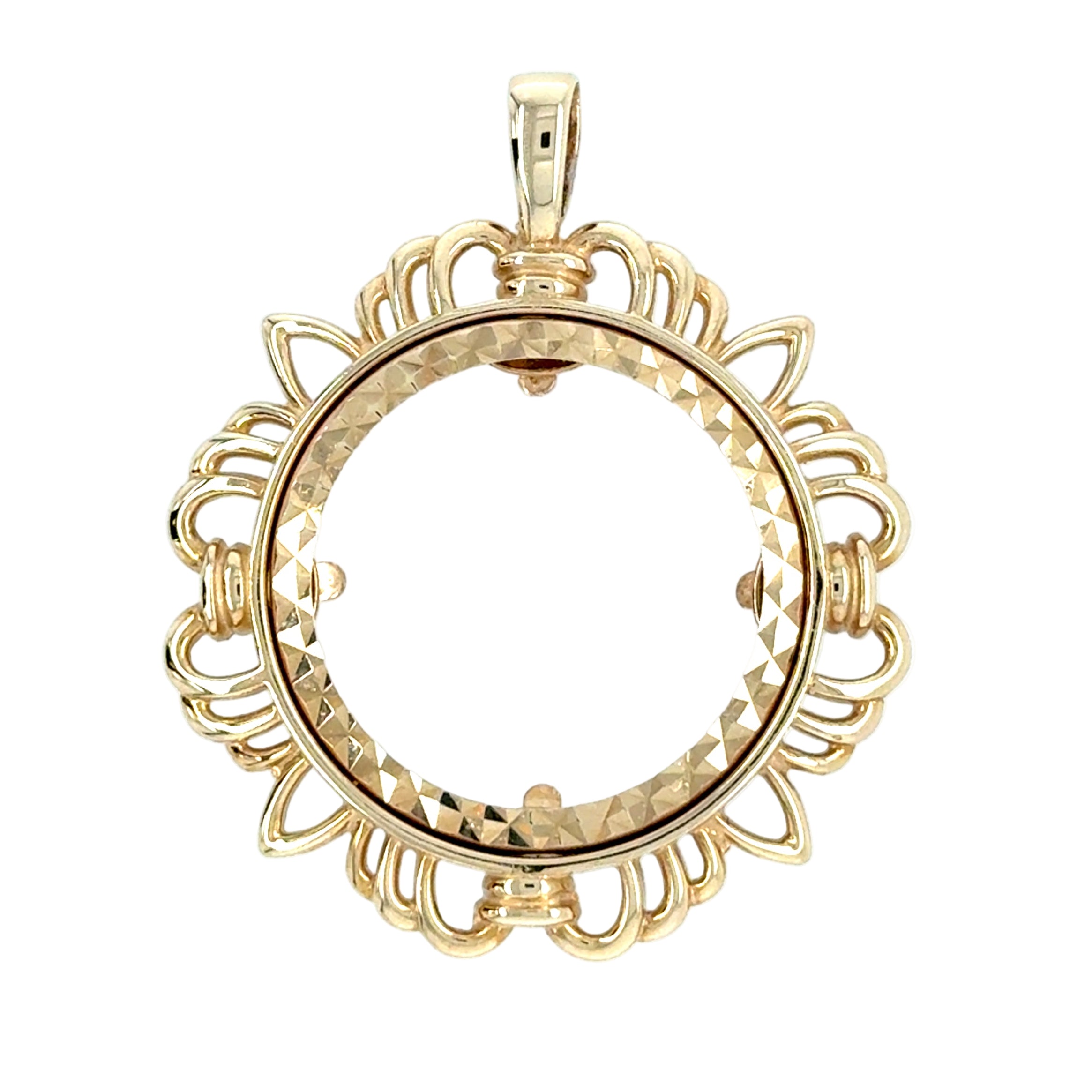 9ct Yellow Gold Full Sovereign Wreath Pendant Mount - 4.75g