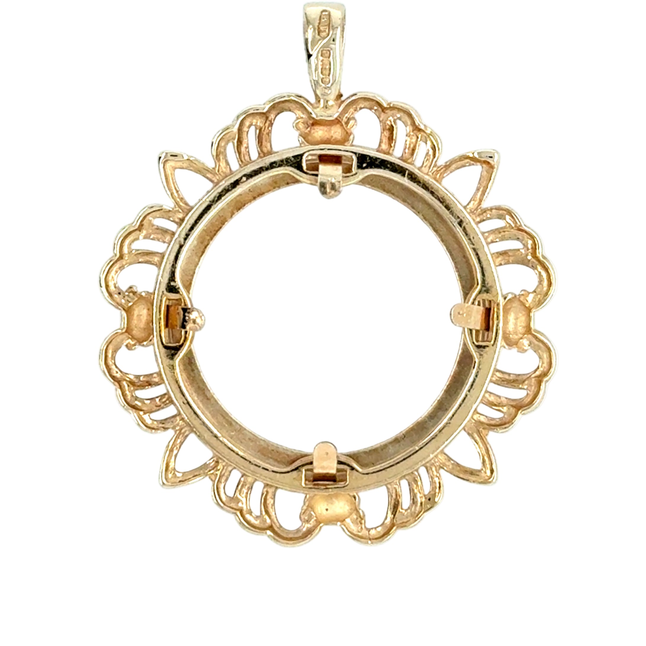 9ct Yellow Gold Full Sovereign Wreath Pendant Mount - 4.75g