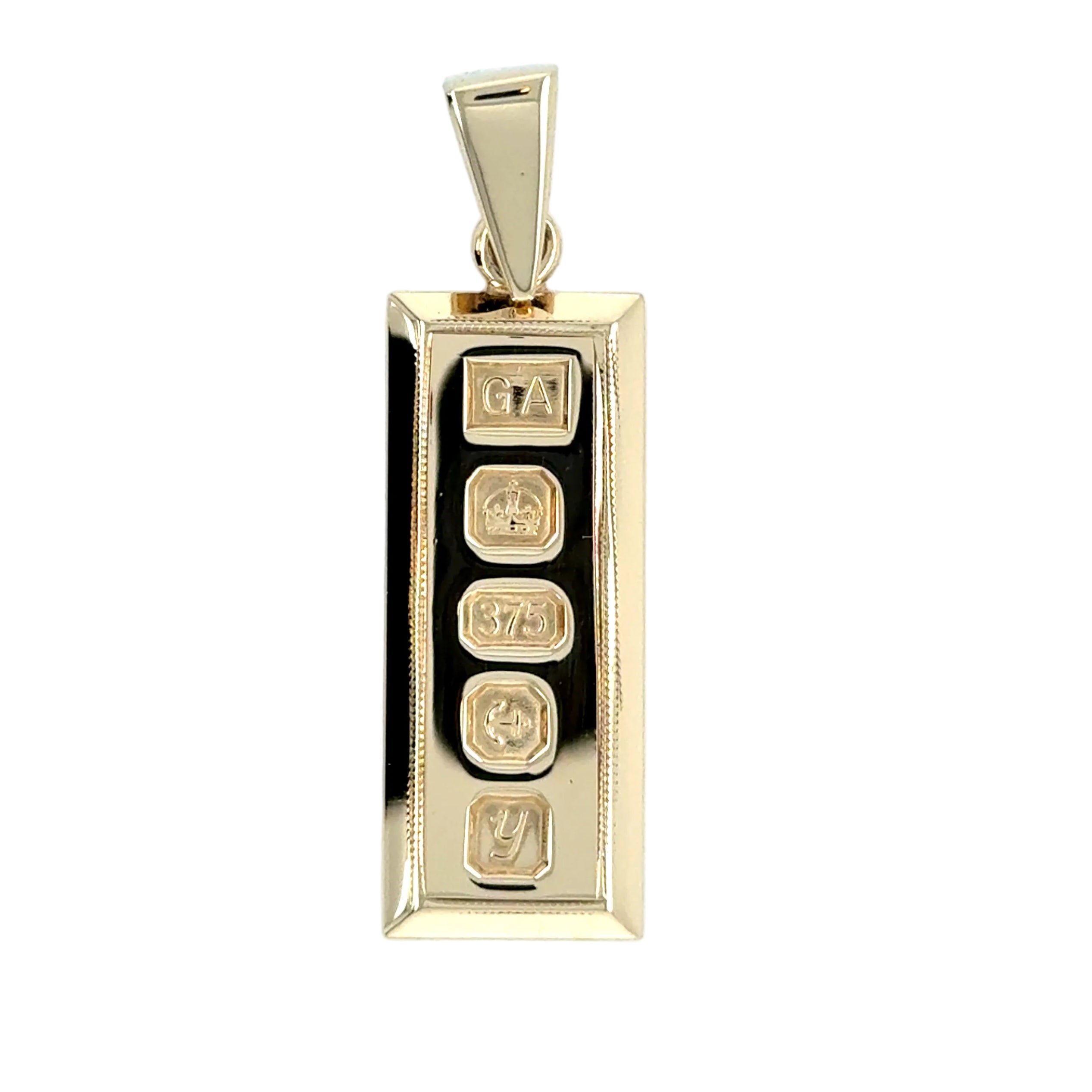 9ct Yellow Gold Decorative Hallmark Ingot Pendant - 5.30g