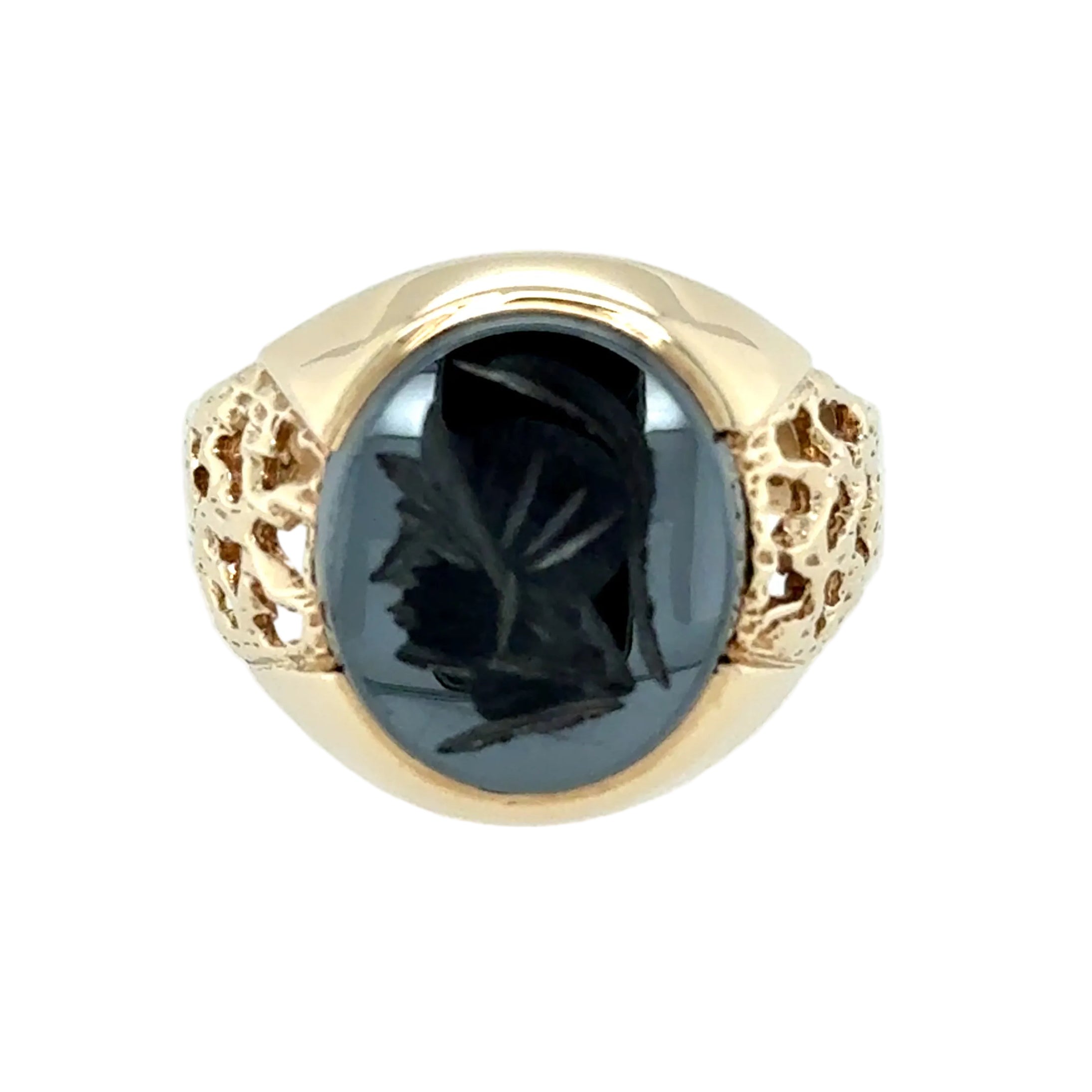 9ct Yellow Gold Oval Hematite Centurion Signet Ring Size S