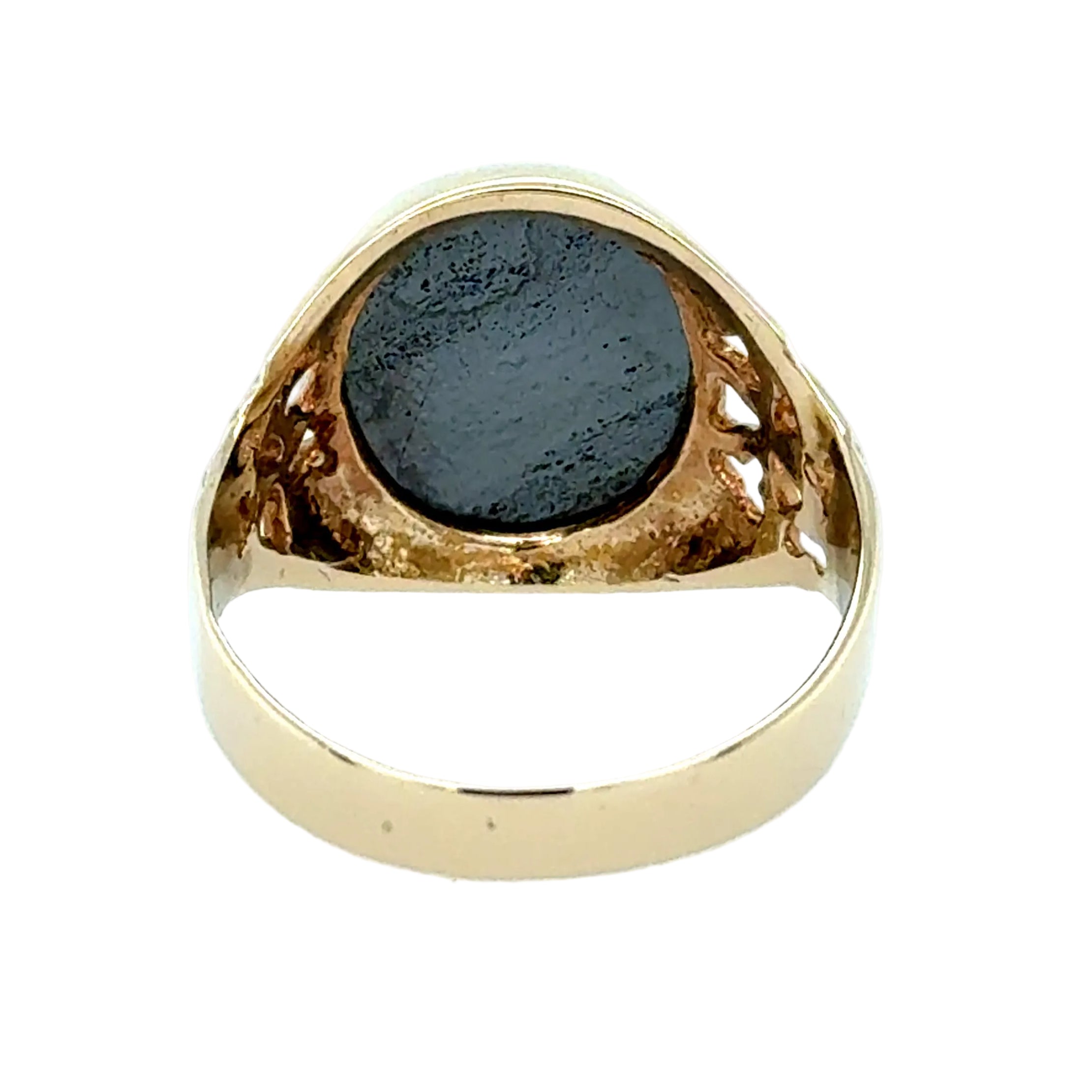 9ct Yellow Gold Oval Hematite Centurion Signet Ring Size S