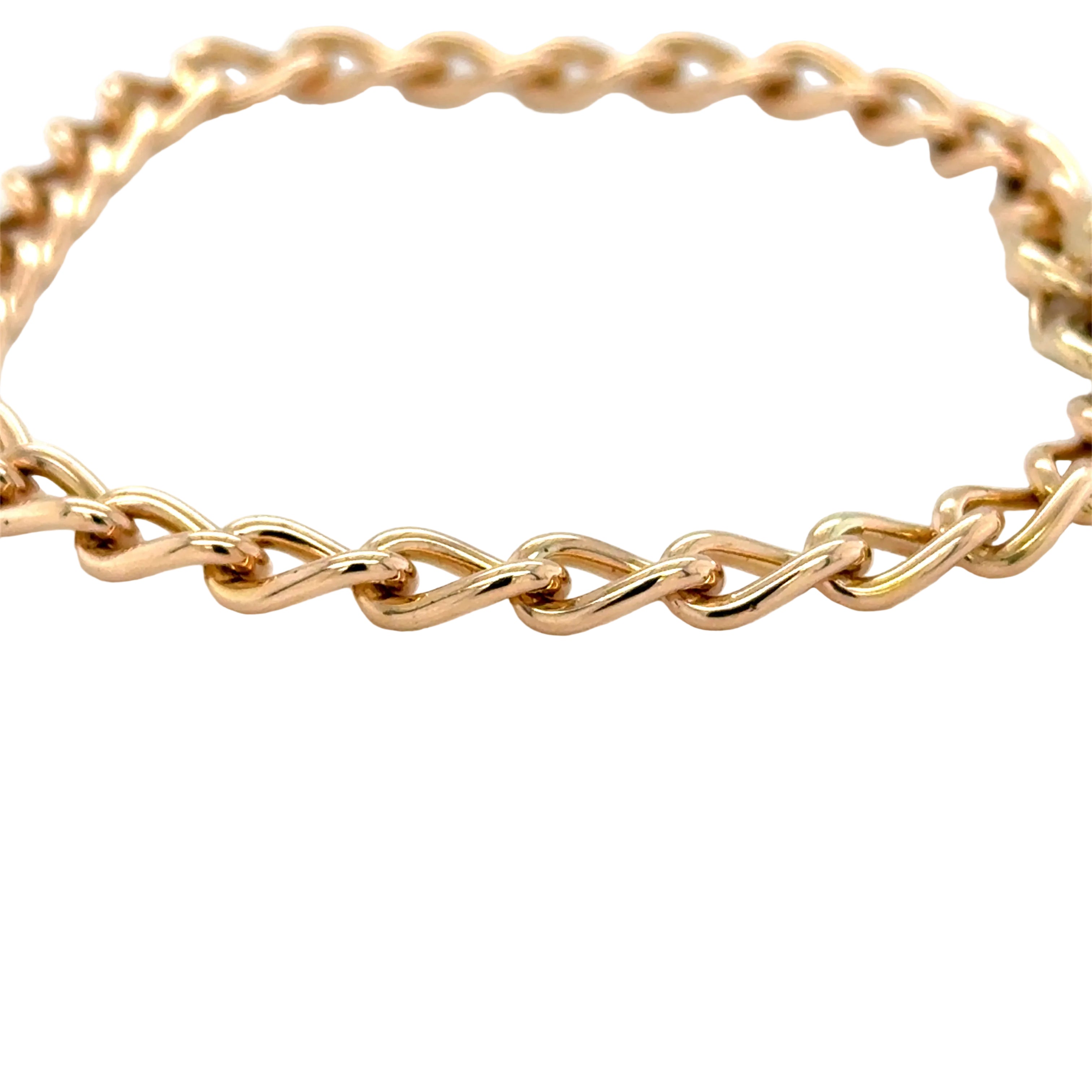 9ct Gold Vintage 7.5 Inch Heart Padlock Charm Bracelet - 13.58g