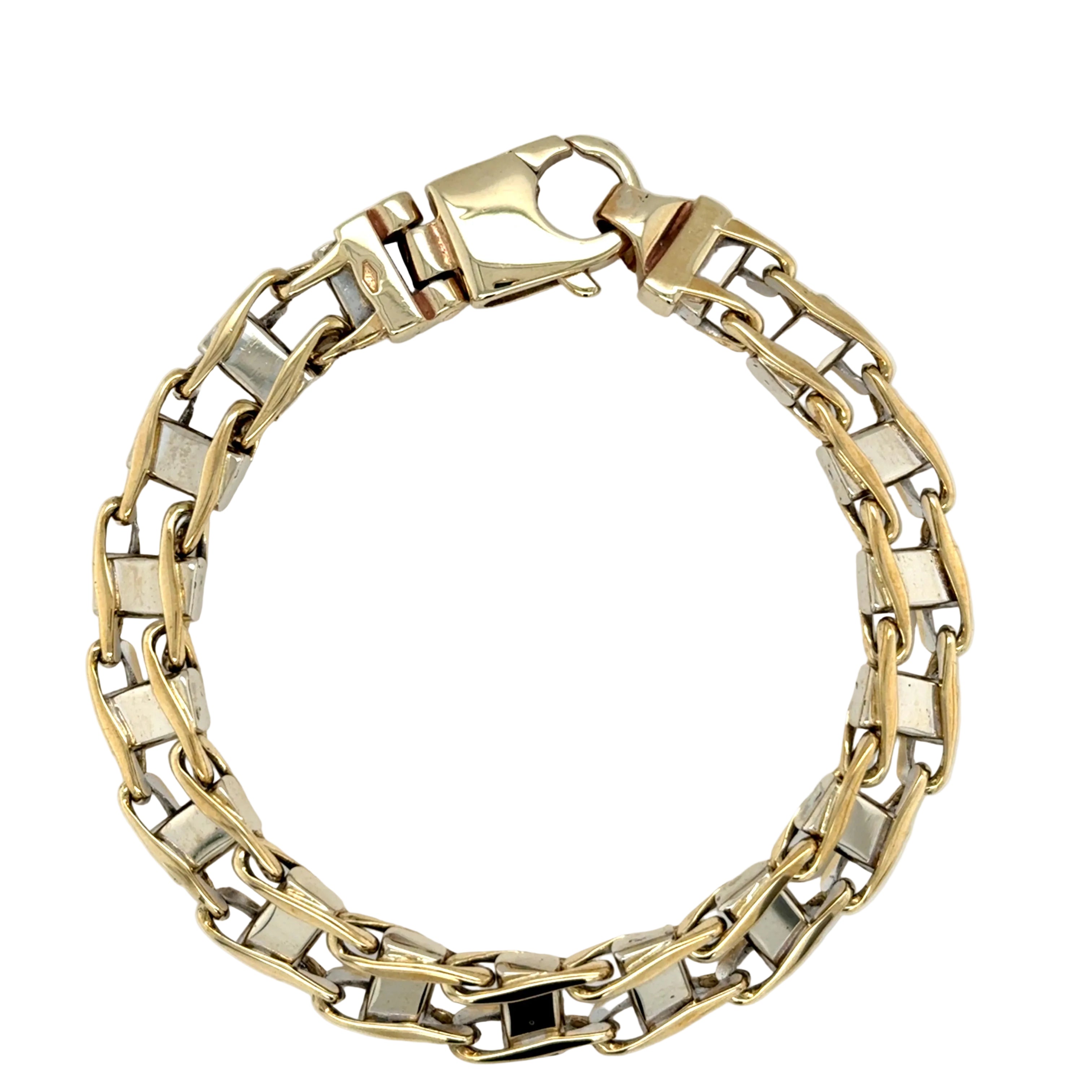 9ct Yellow & White Gold 8 Inch Ladder Bracelet - 35.48g