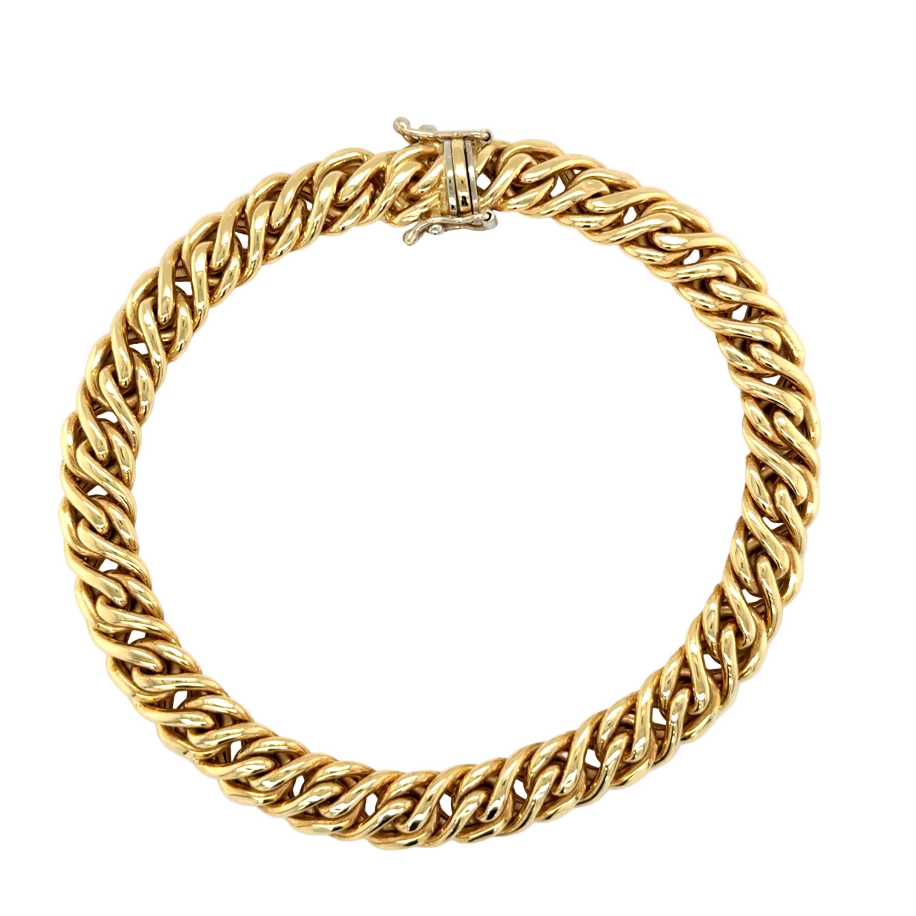 18ct Yellow Gold 8 Inch Woven Fancy Link Bracelet - 16.75g