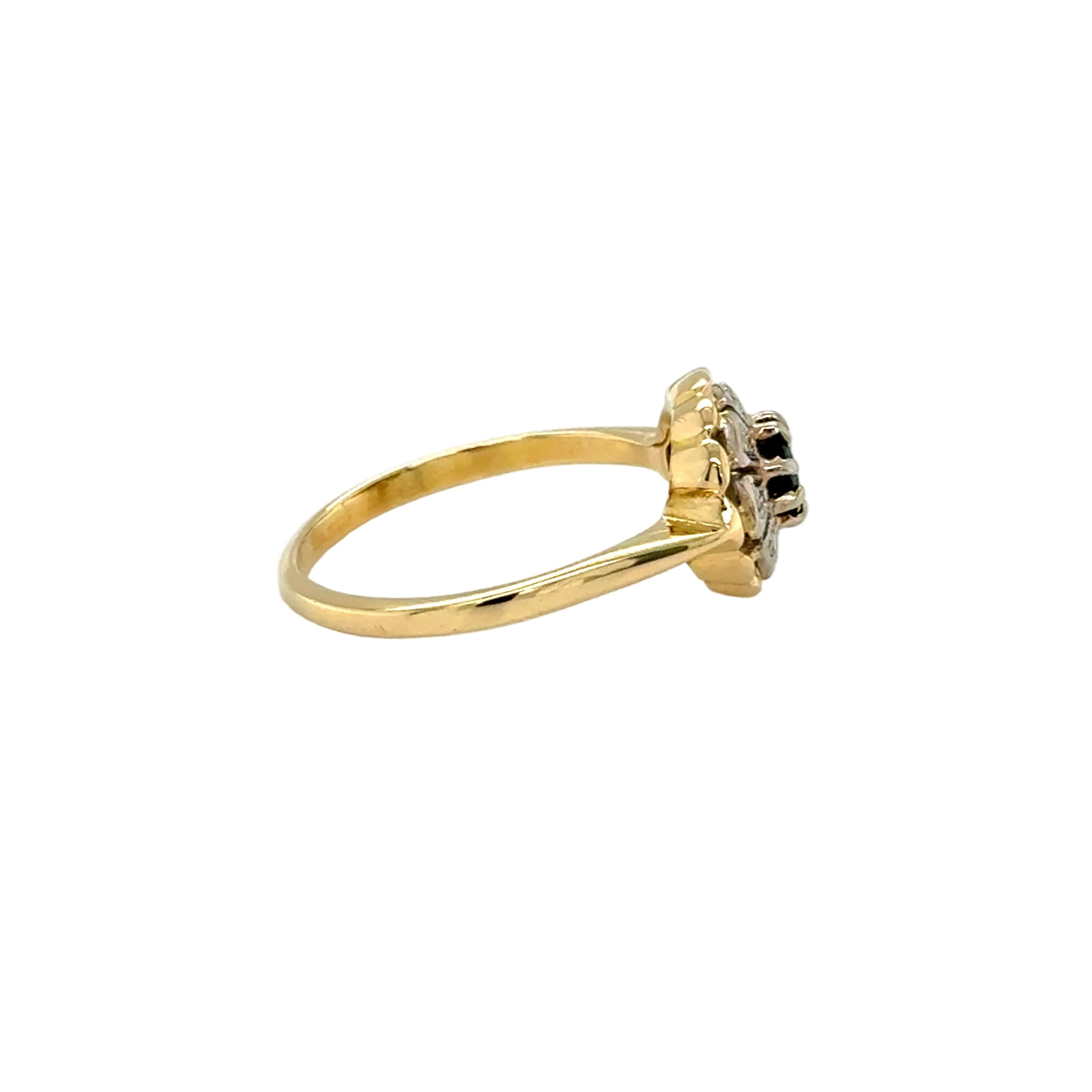 Vintage 18ct Yellow Gold Sapphire & Diamond Cluster Ring Birmingham 1968