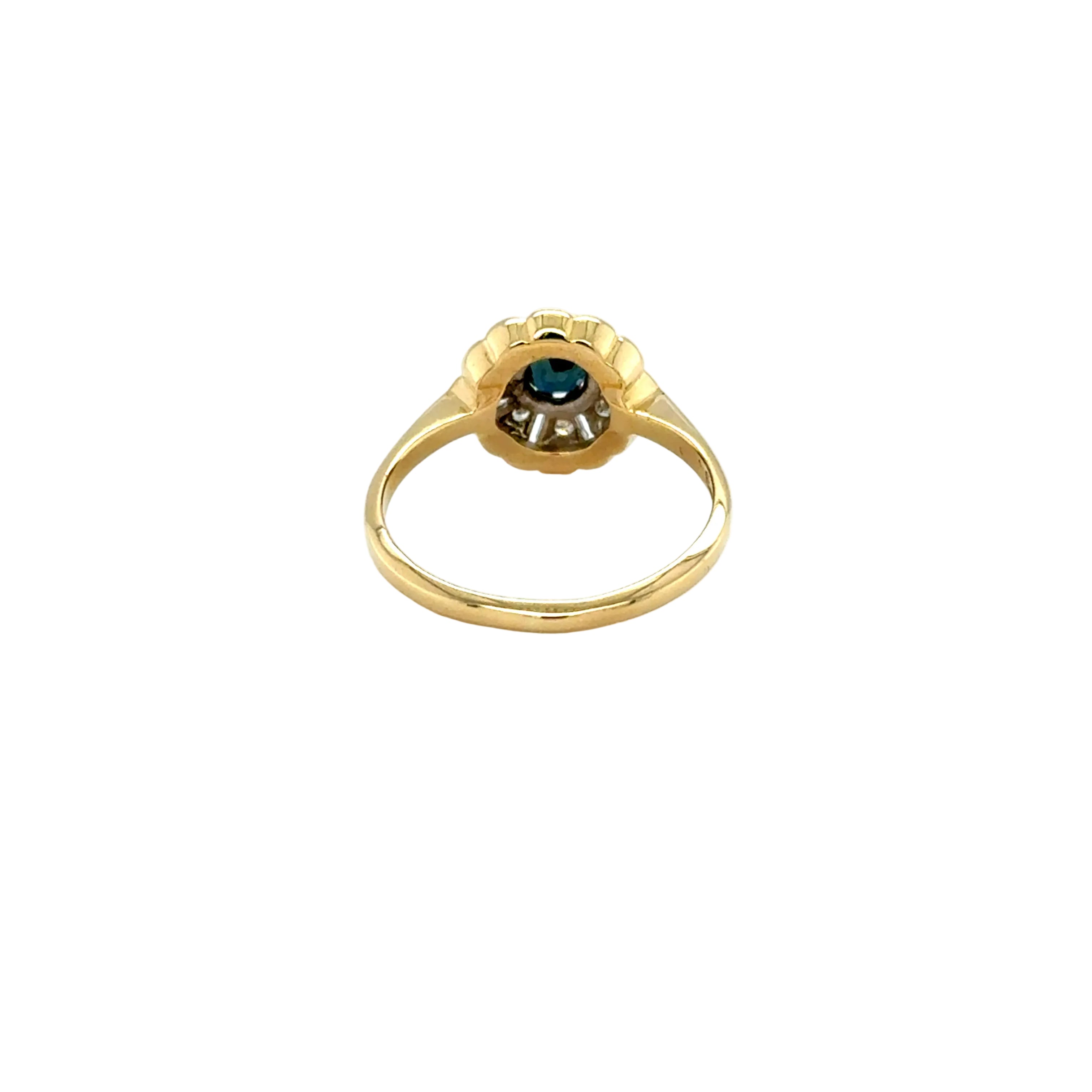 Vintage 18ct Yellow Gold Sapphire & Diamond Cluster Ring Birmingham 1968