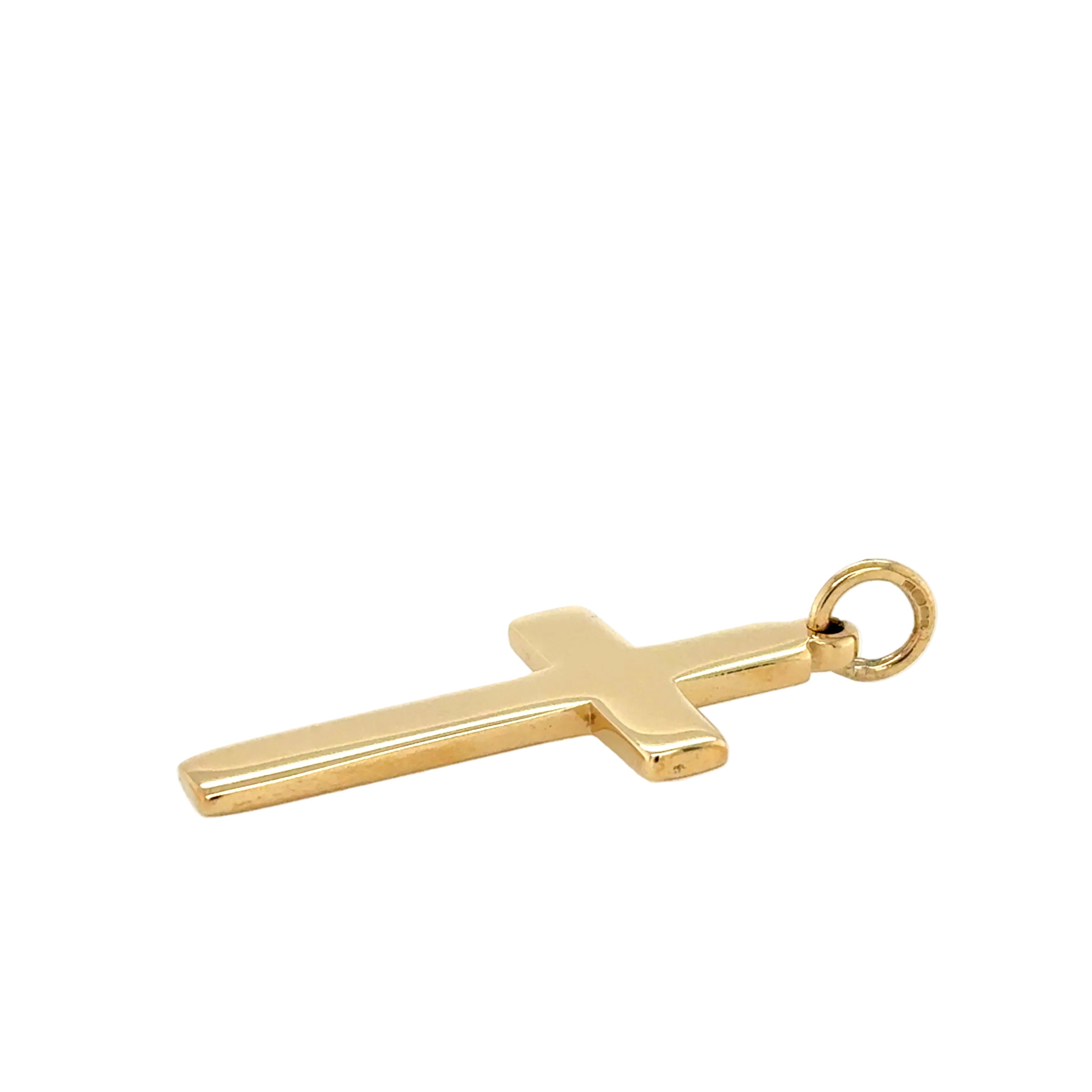 9ct Yellow Gold Solid Plain Polished Cross Pendant - 5.90g