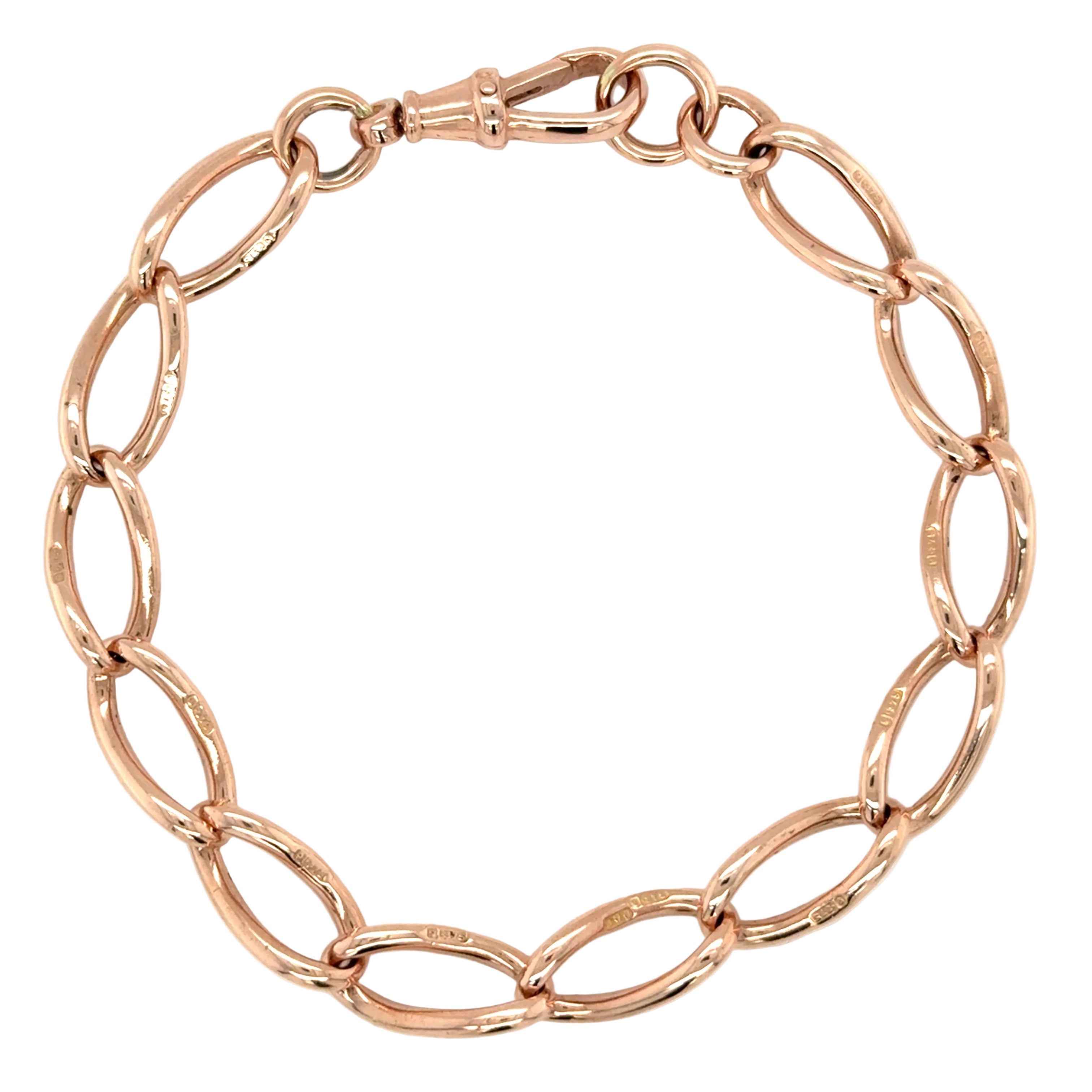 Antique 9ct Rose Gold 8 Inch Albert Link Bracelet - 18.10g