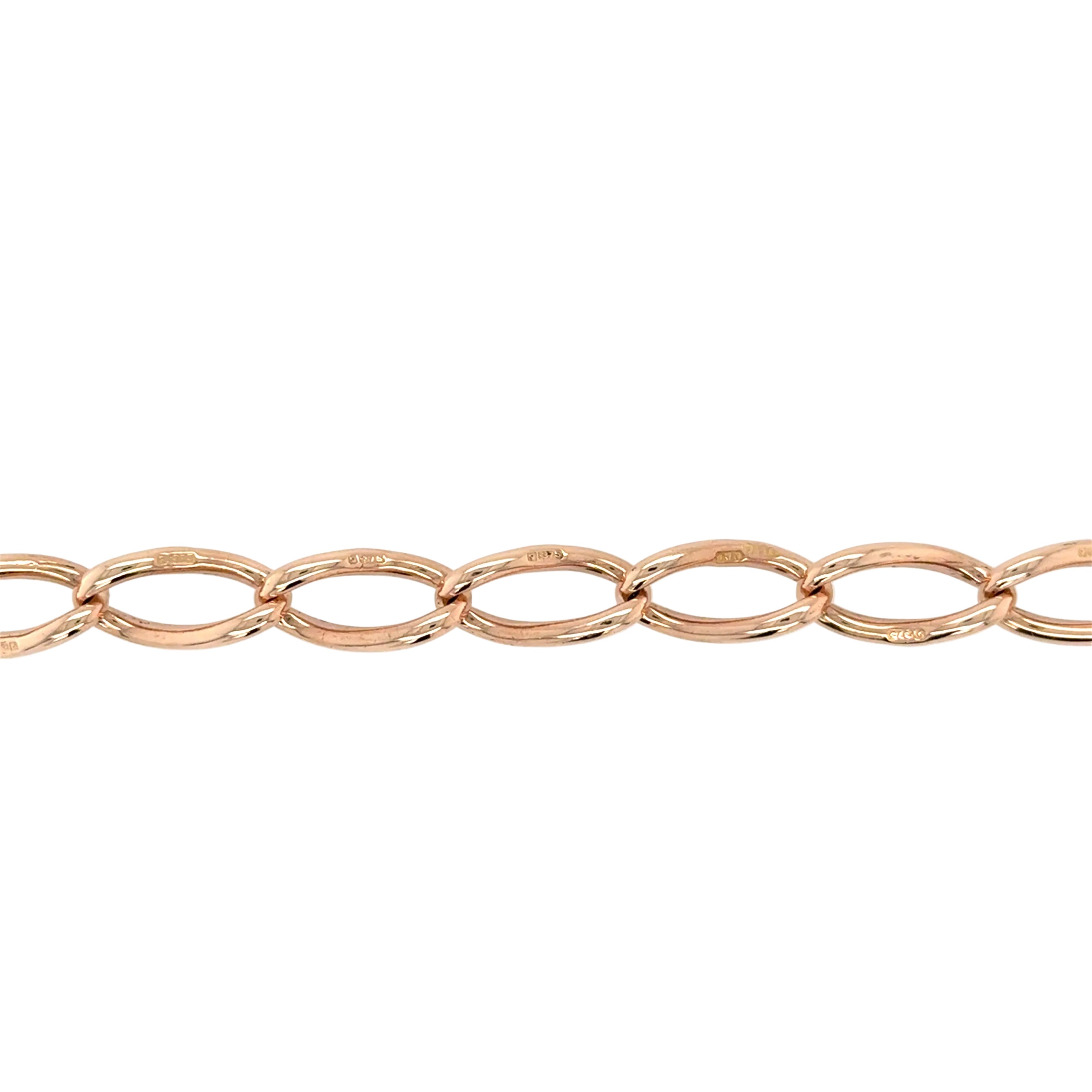 Antique 9ct Rose Gold 8 Inch Albert Link Bracelet - 18.10g