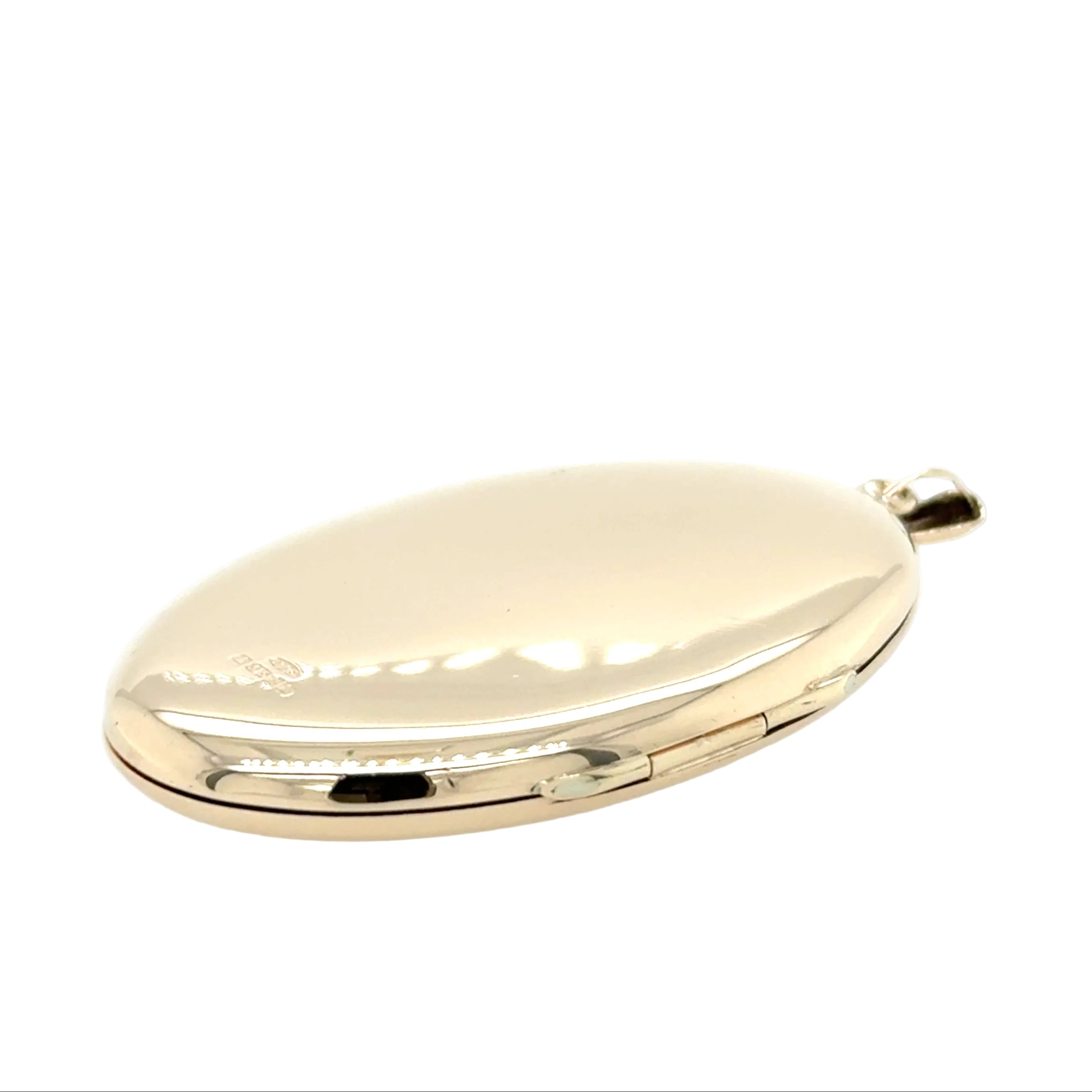 9ct Yellow Gold Oval Engraved Locket Pendant Birmingham 1979 - 12.00g