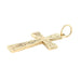 Gold cross pendant on a white background