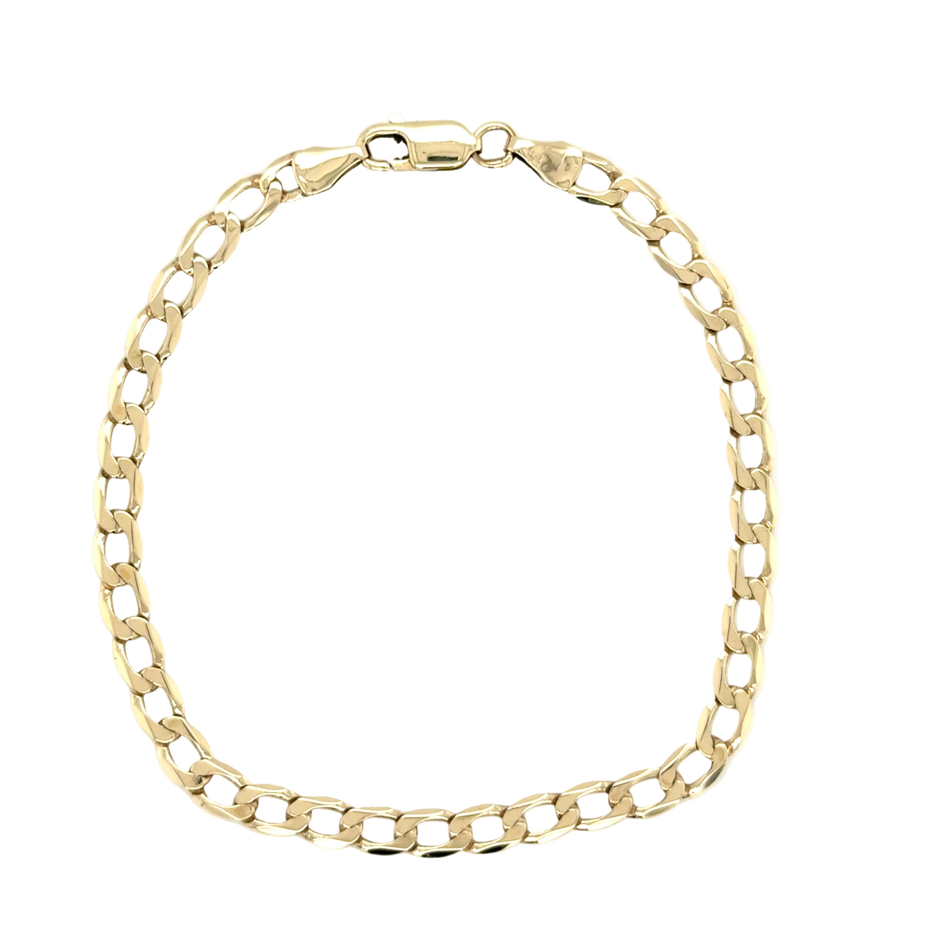 9ct Yellow Gold 8"/20cm Curb Link Bracelet - 3.57g