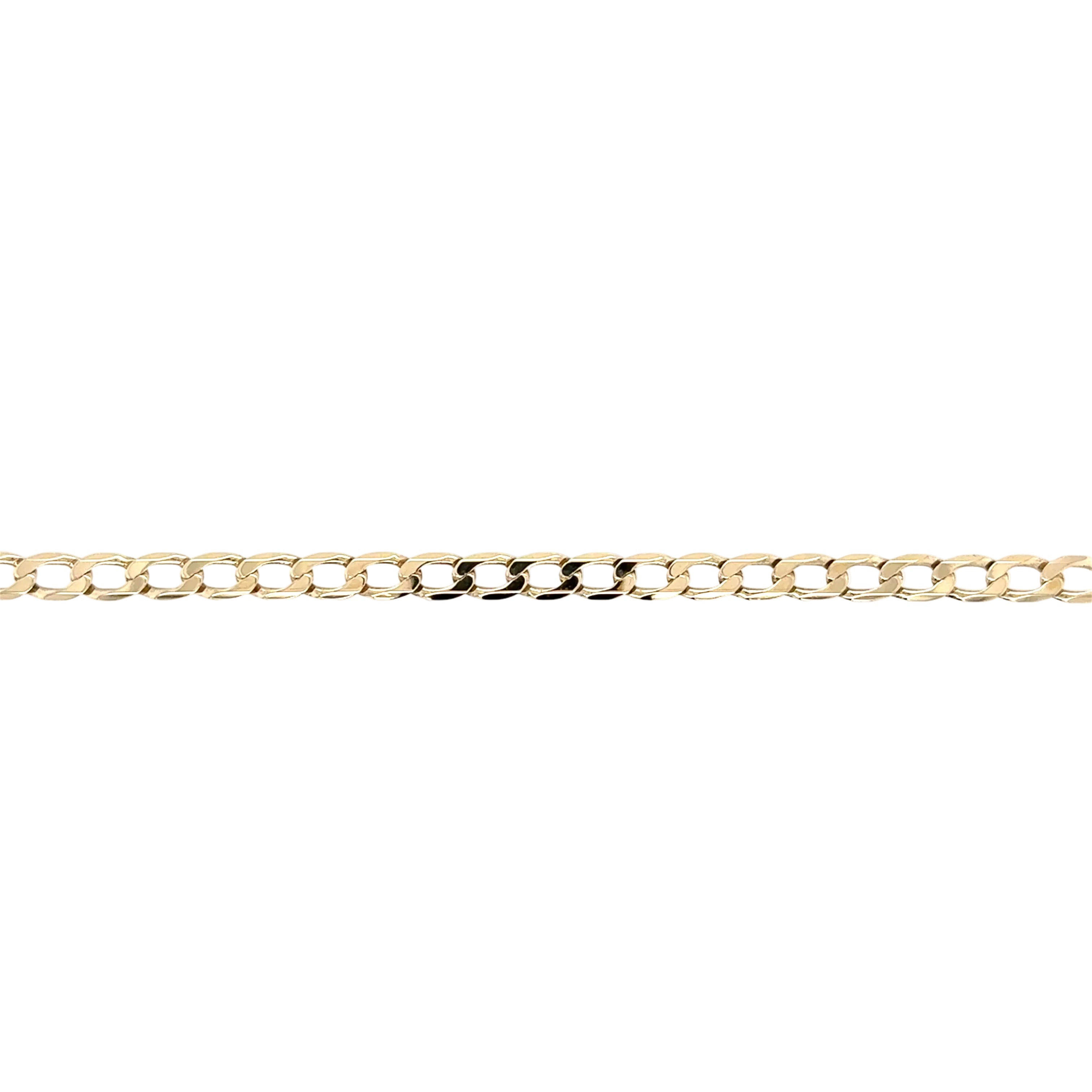 9ct Yellow Gold 8"/20cm Curb Link Bracelet - 3.57g