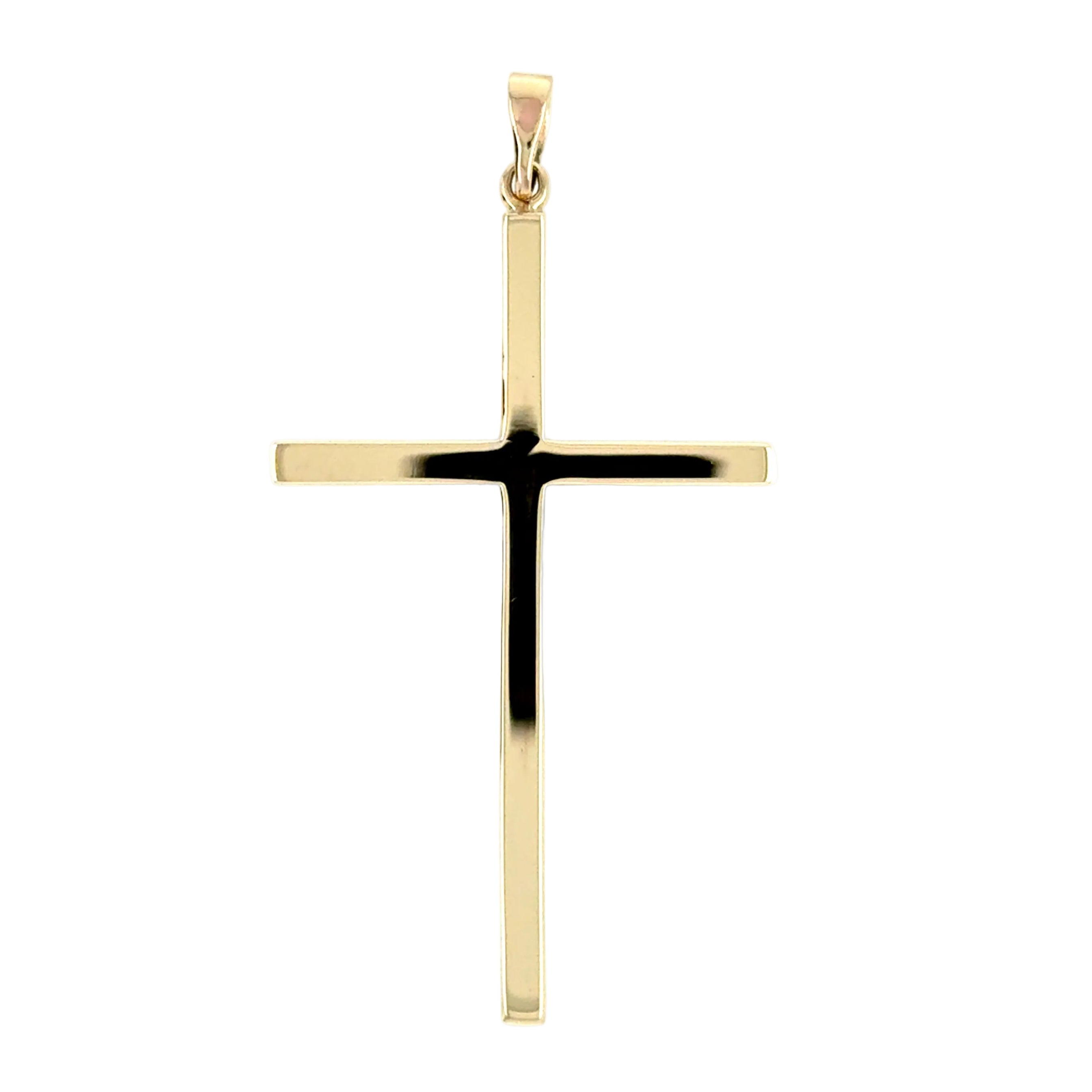 9ct Yellow Gold Vintage Grooved Cross Pendant - 4.61g